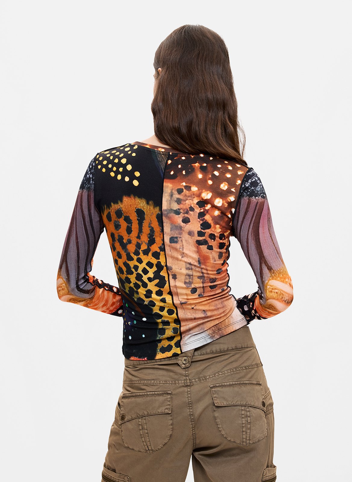 Rechte top met ronde hals en print DESIGUAL Veelkleurig