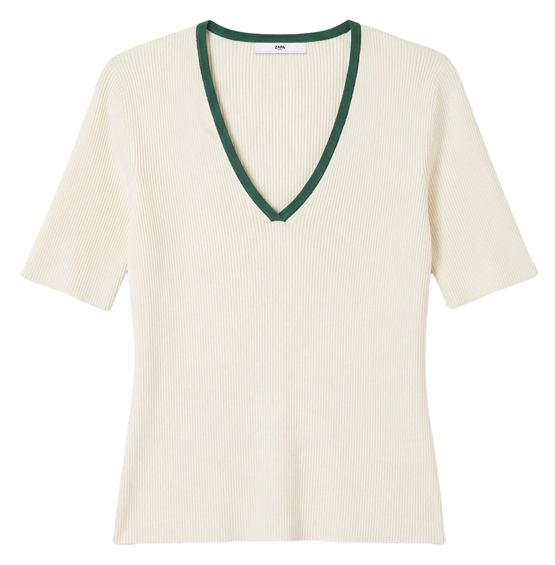 Deep-V two-tone sweater ZAPA White