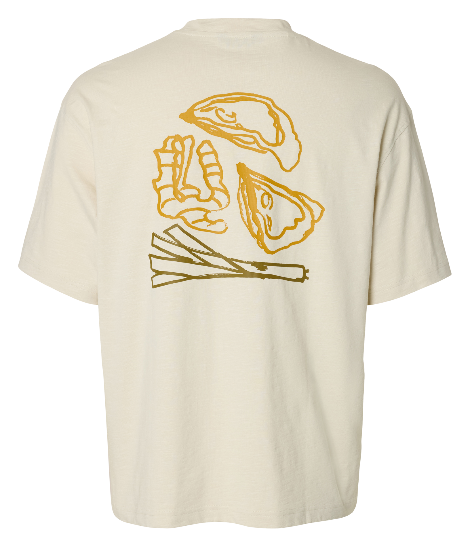 Tee-shirt col rond en coton bio SELECTED Beige