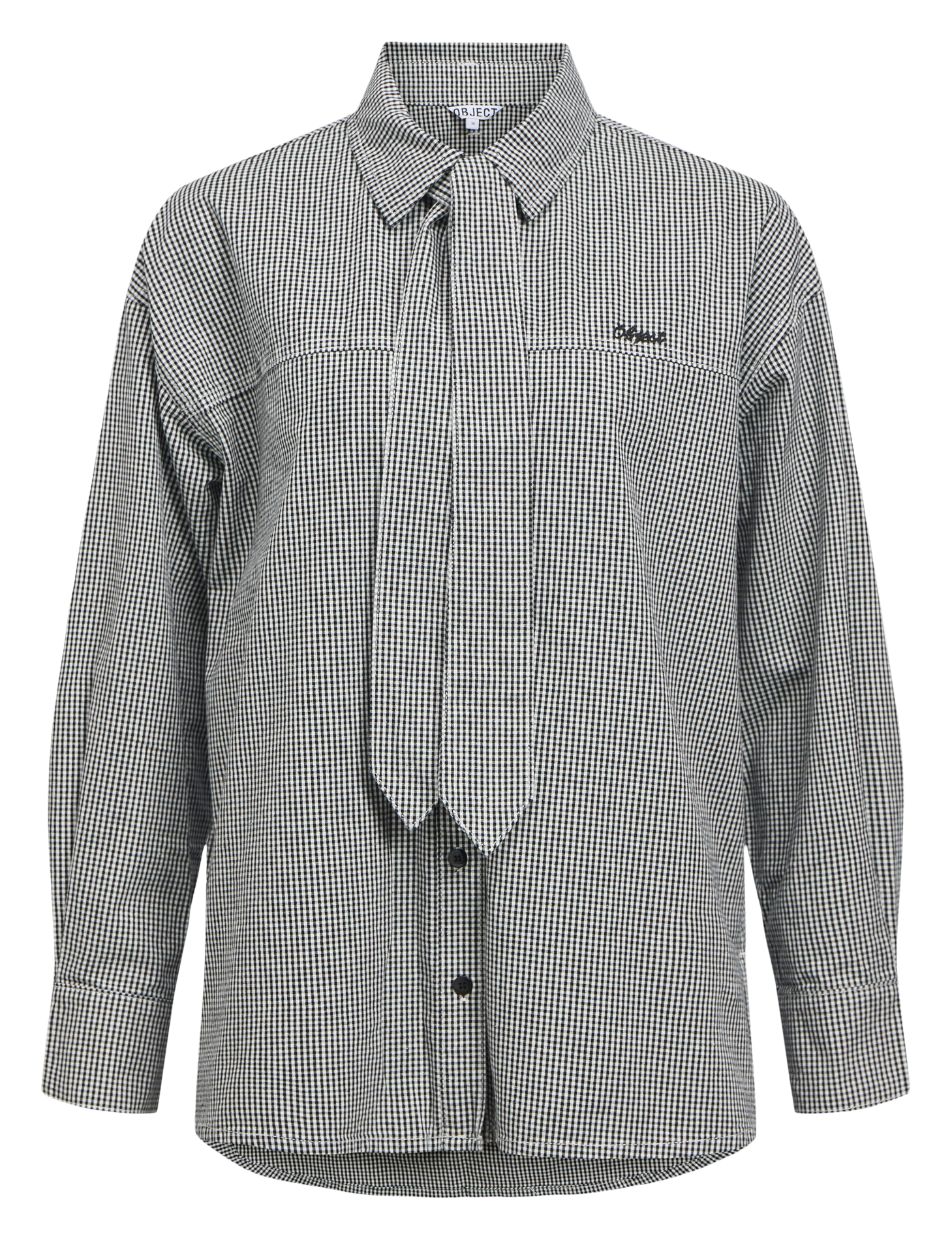 Organic cotton pussy-bow collar shirt OBJECT Black