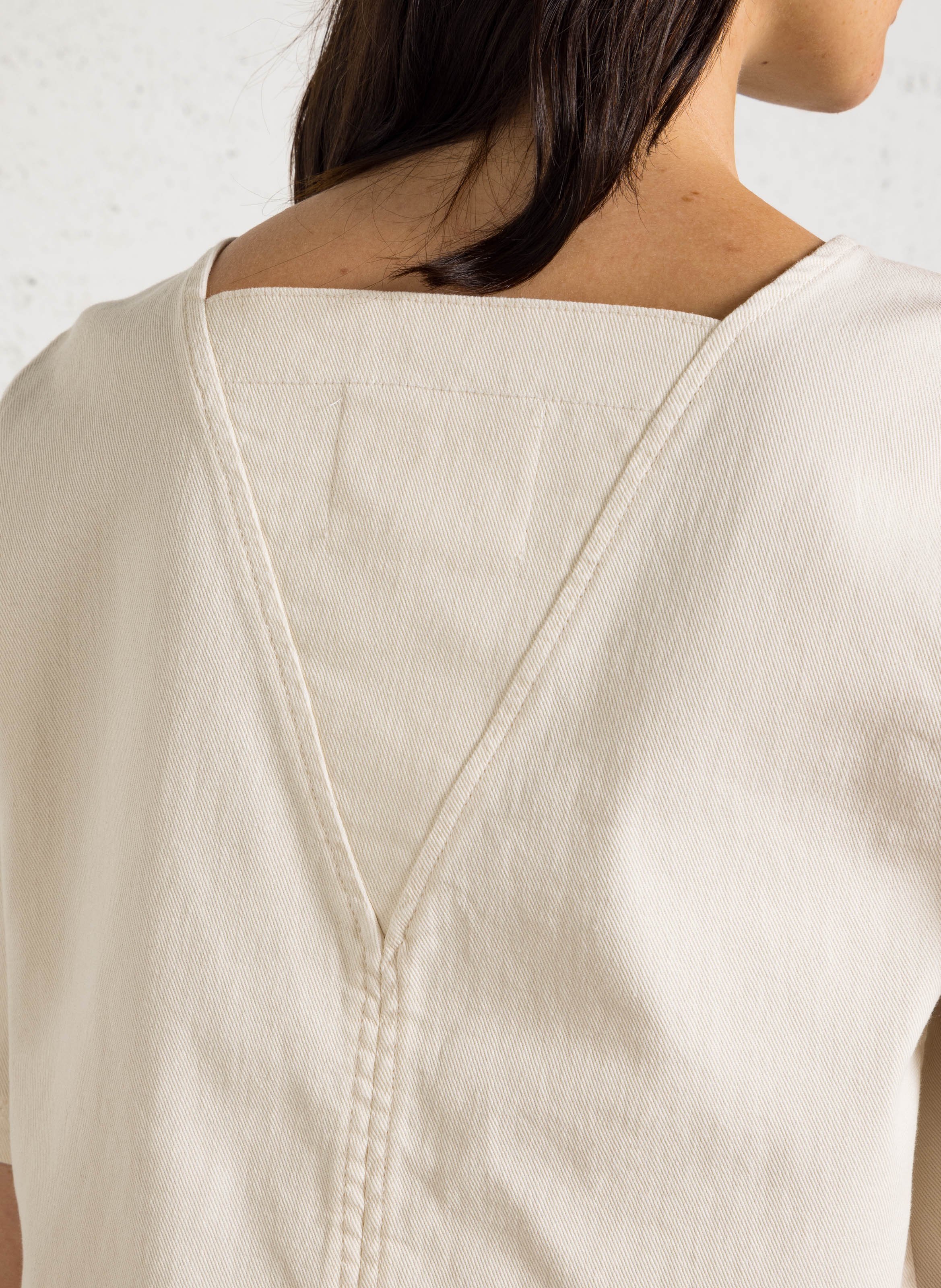 Korte jurk met ronde hals - katoenblend MAISON 123 Beige