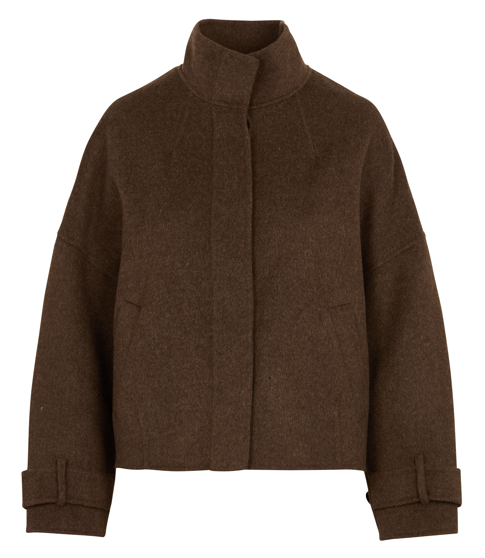 Manteau ample court en laine mélangée HARTFORD Marron