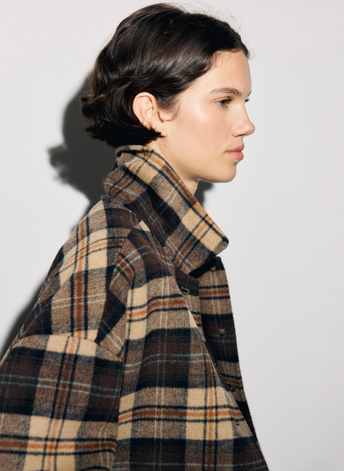 Straight classic collar checkered wool blend overshirt GERARD DAREL Brown