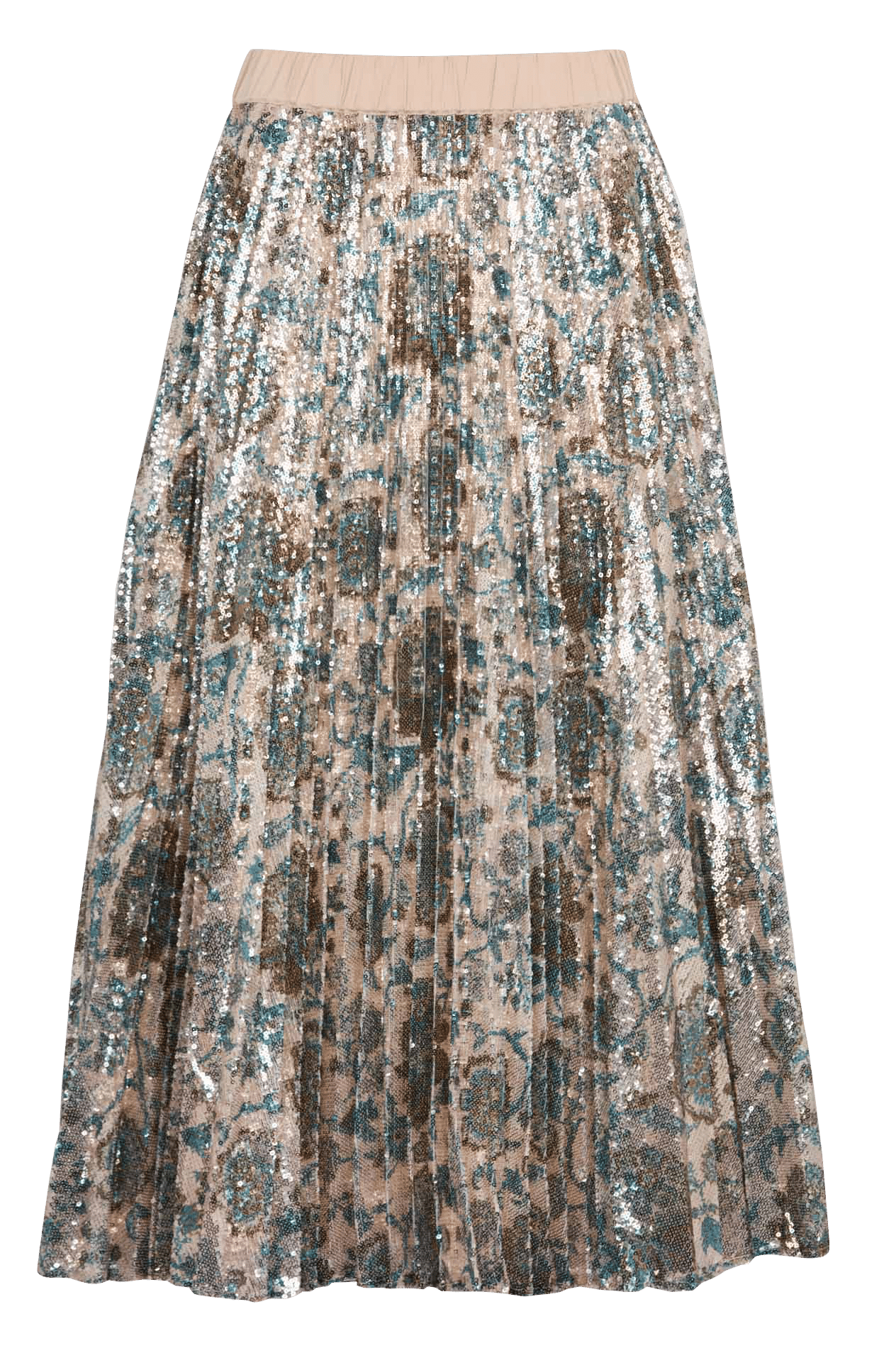 Pleated midi skirt with sequin pattern PETITE MENDIGOTE Beige