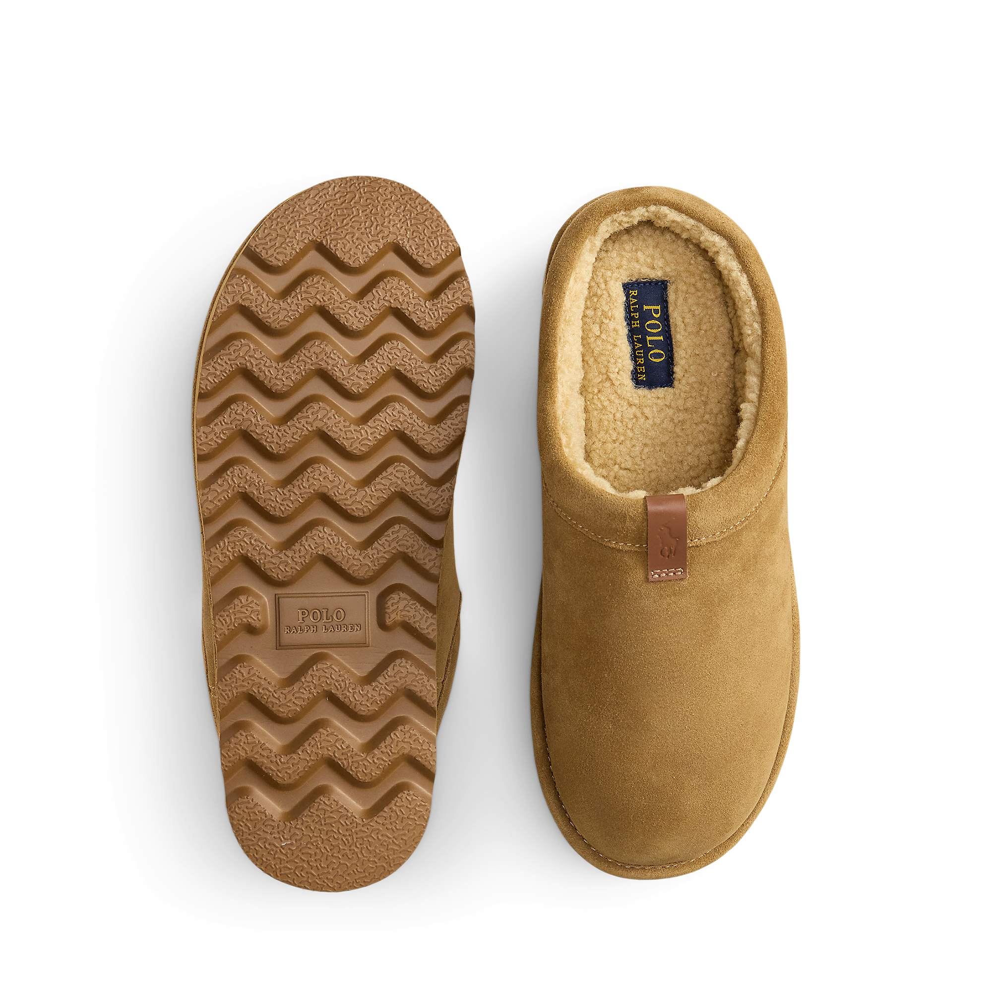 Lined suede leather slipper POLO RALPH LAUREN Brown
