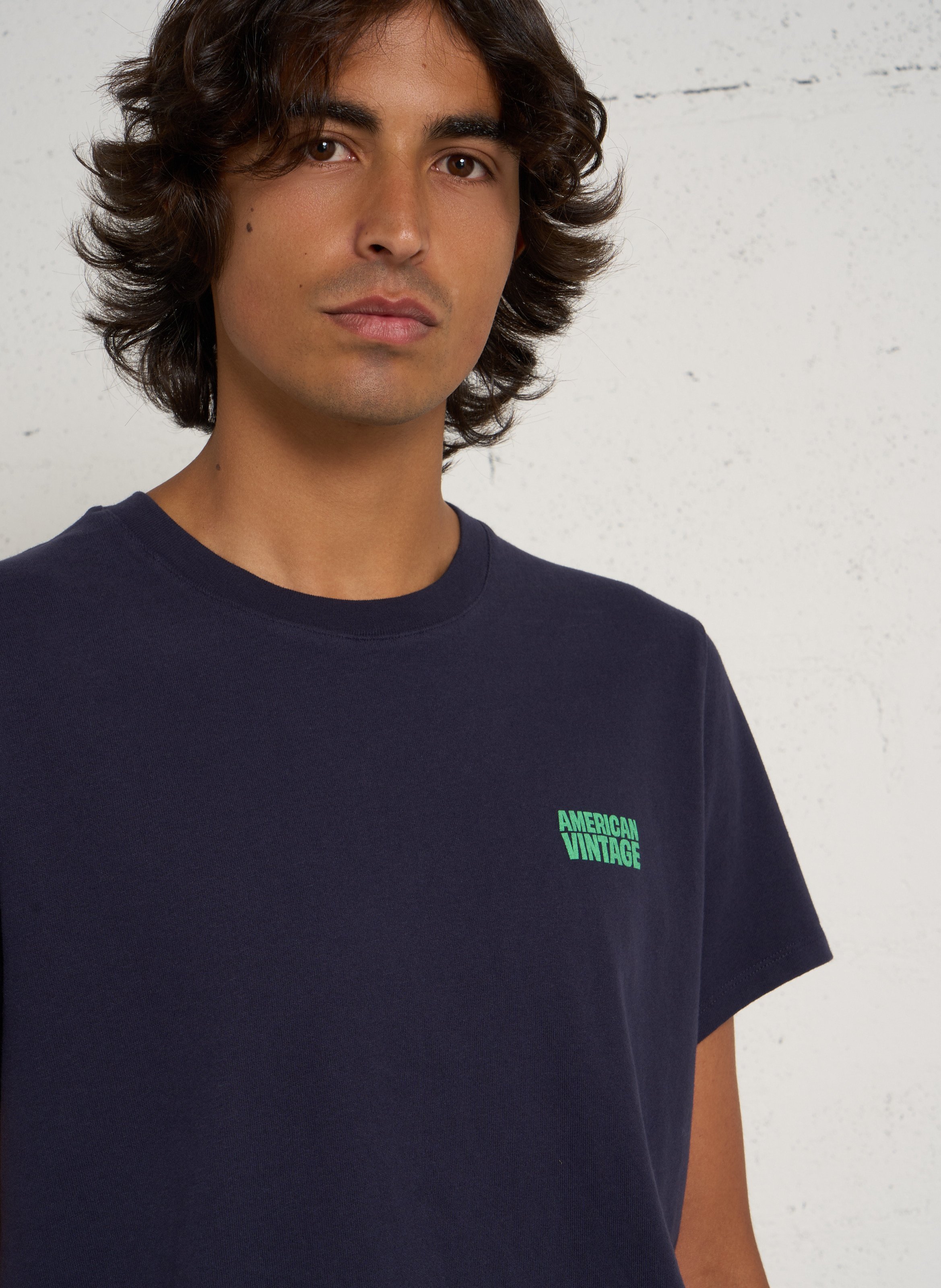 Straight cotton round-neck T-shirt AMERICAN VINTAGE Blue