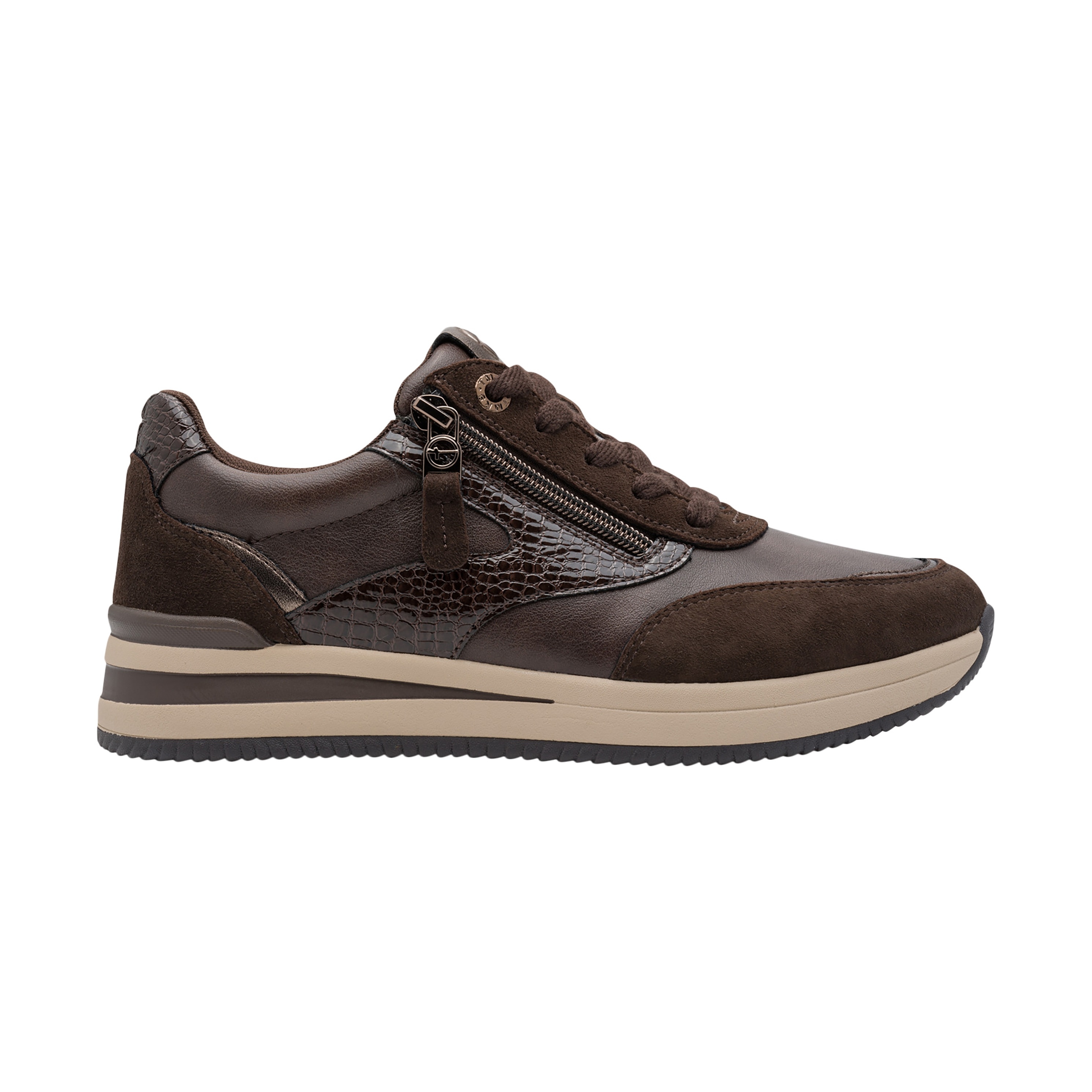 Leather trainers TAMARIS Brown