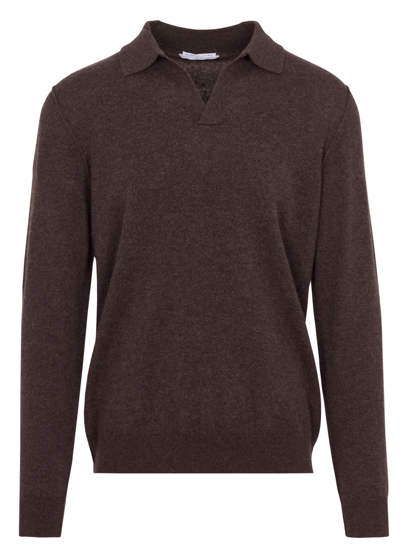 Pullover mit offenem Polokragen aus einfarbigem Kaschmir MAJESTIC FILATURES Braun