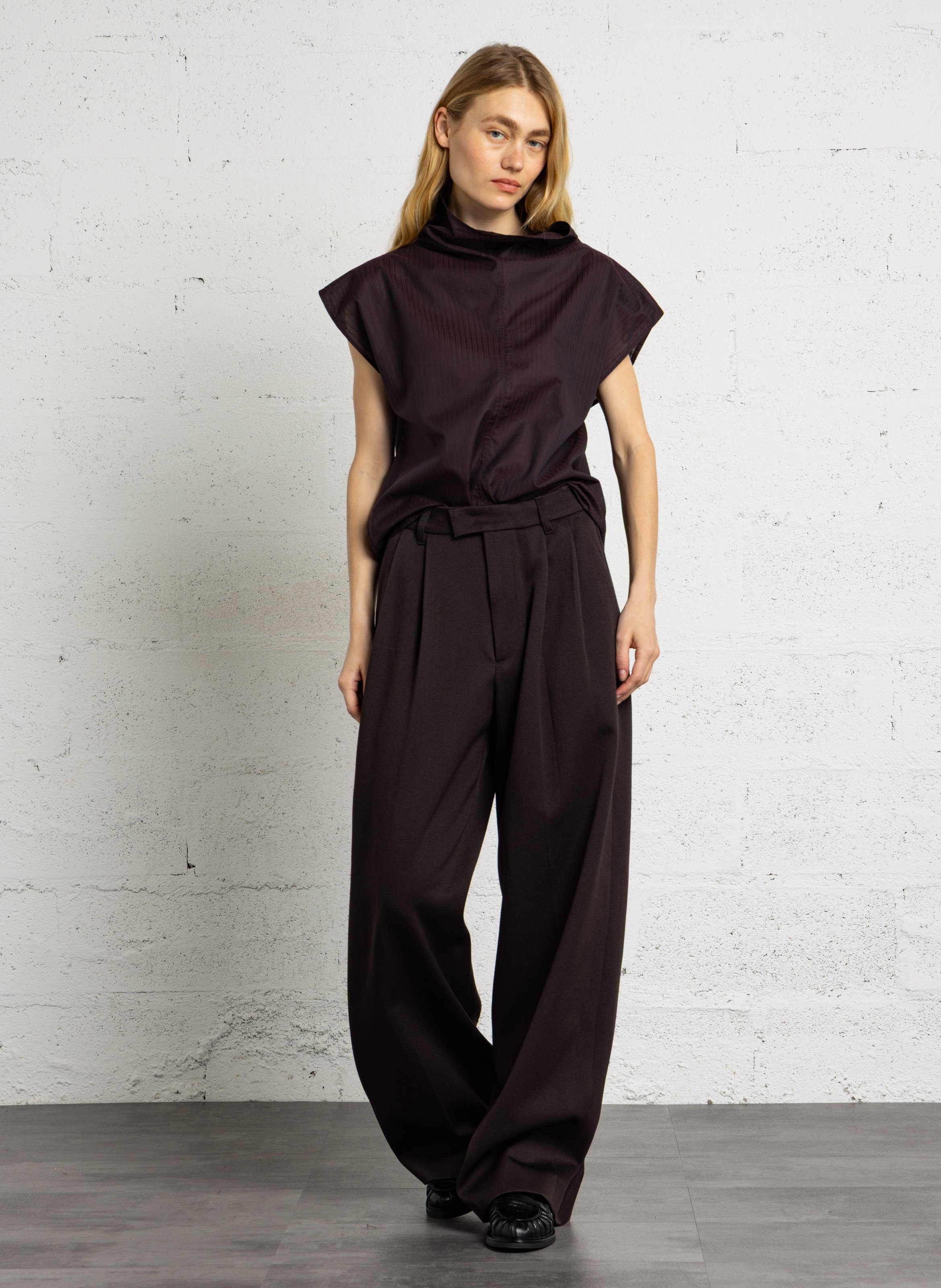 Weite Bundfaltenhose aus Wollmischung SOEUR Schwarz