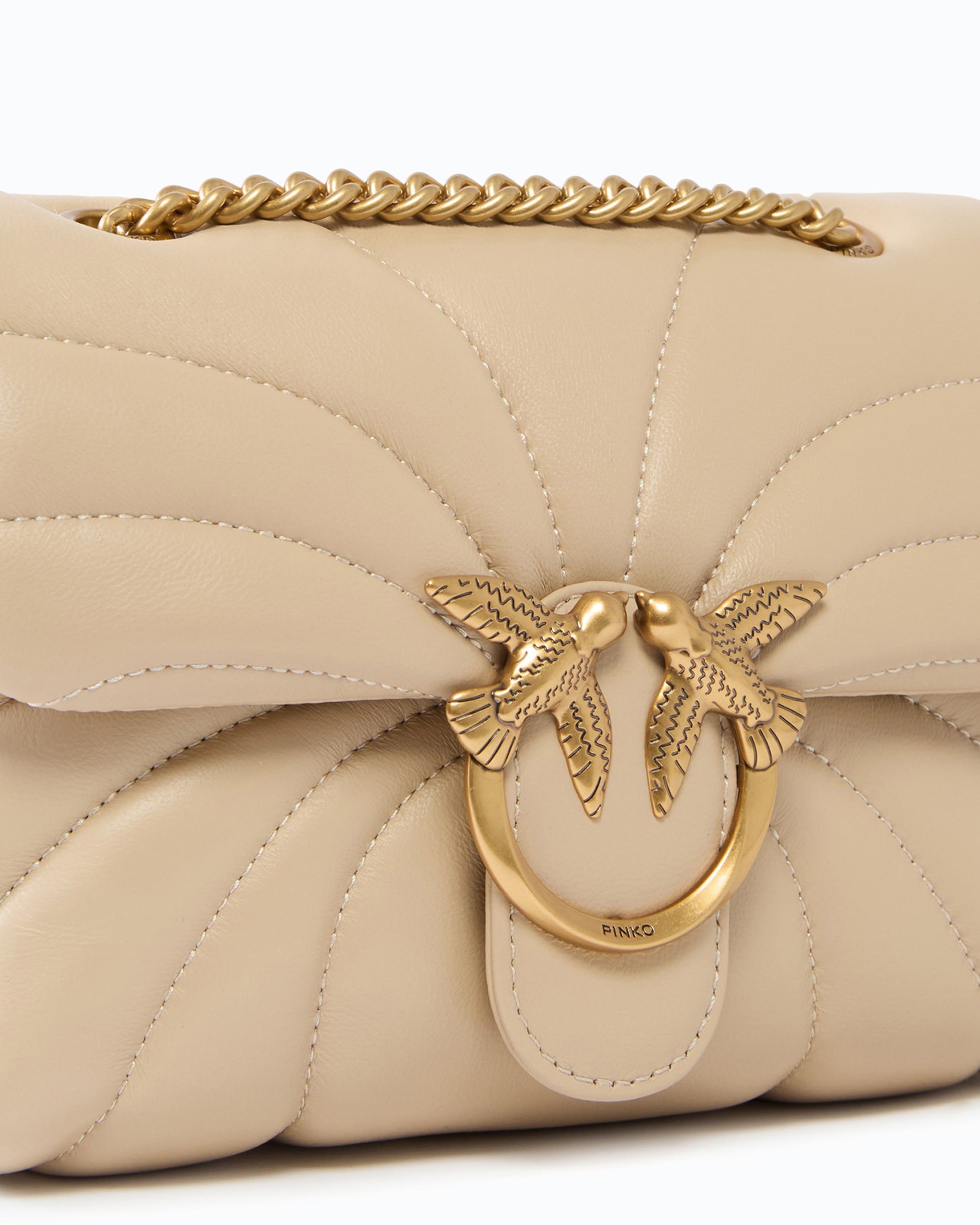 Mini Love Bag Puff Butterfly shoulder bag in nappa leather | Beige PINKO Women