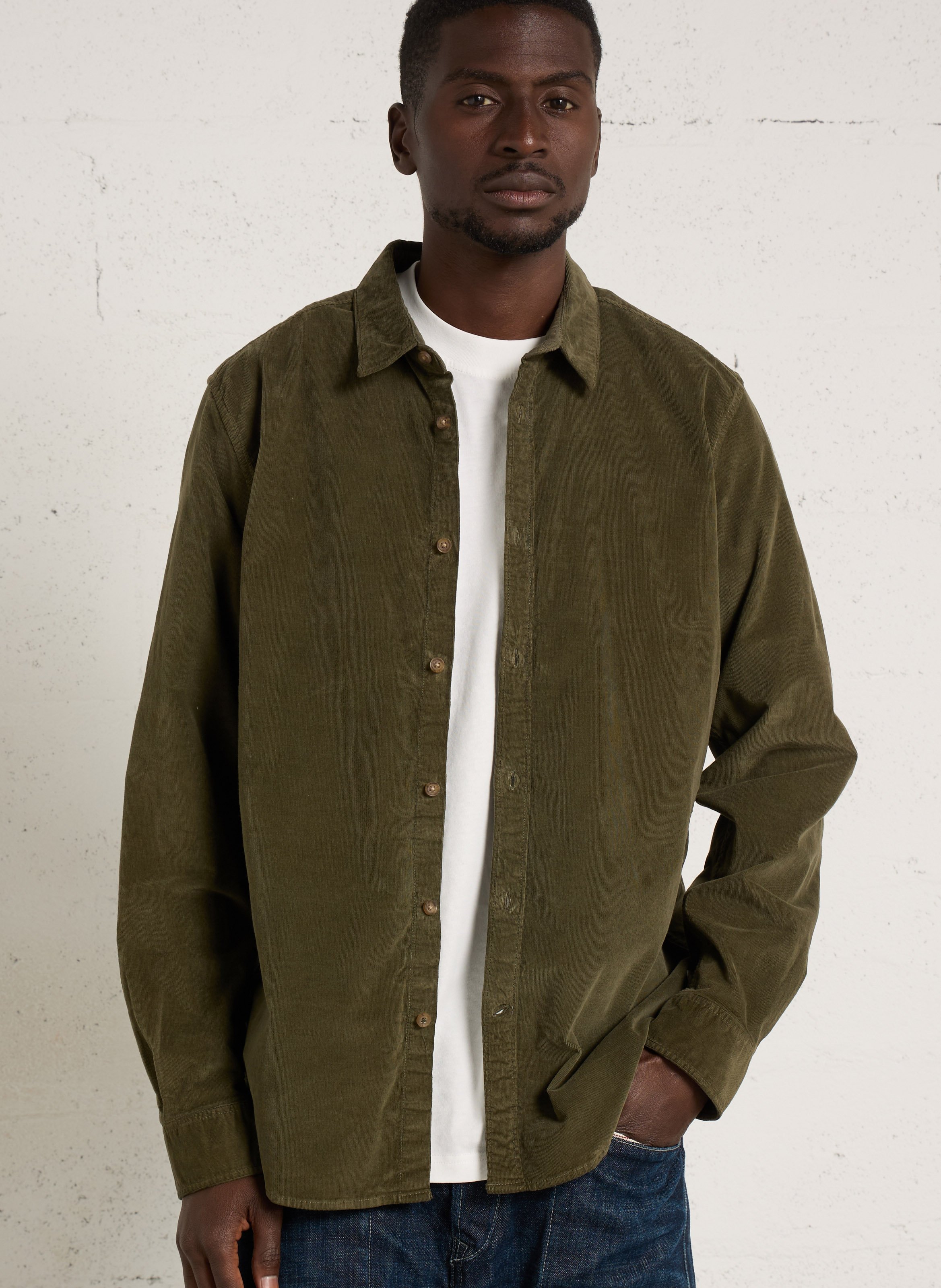 Overhemd van gemengd katoenen corduroy PEPE JEANS Groen