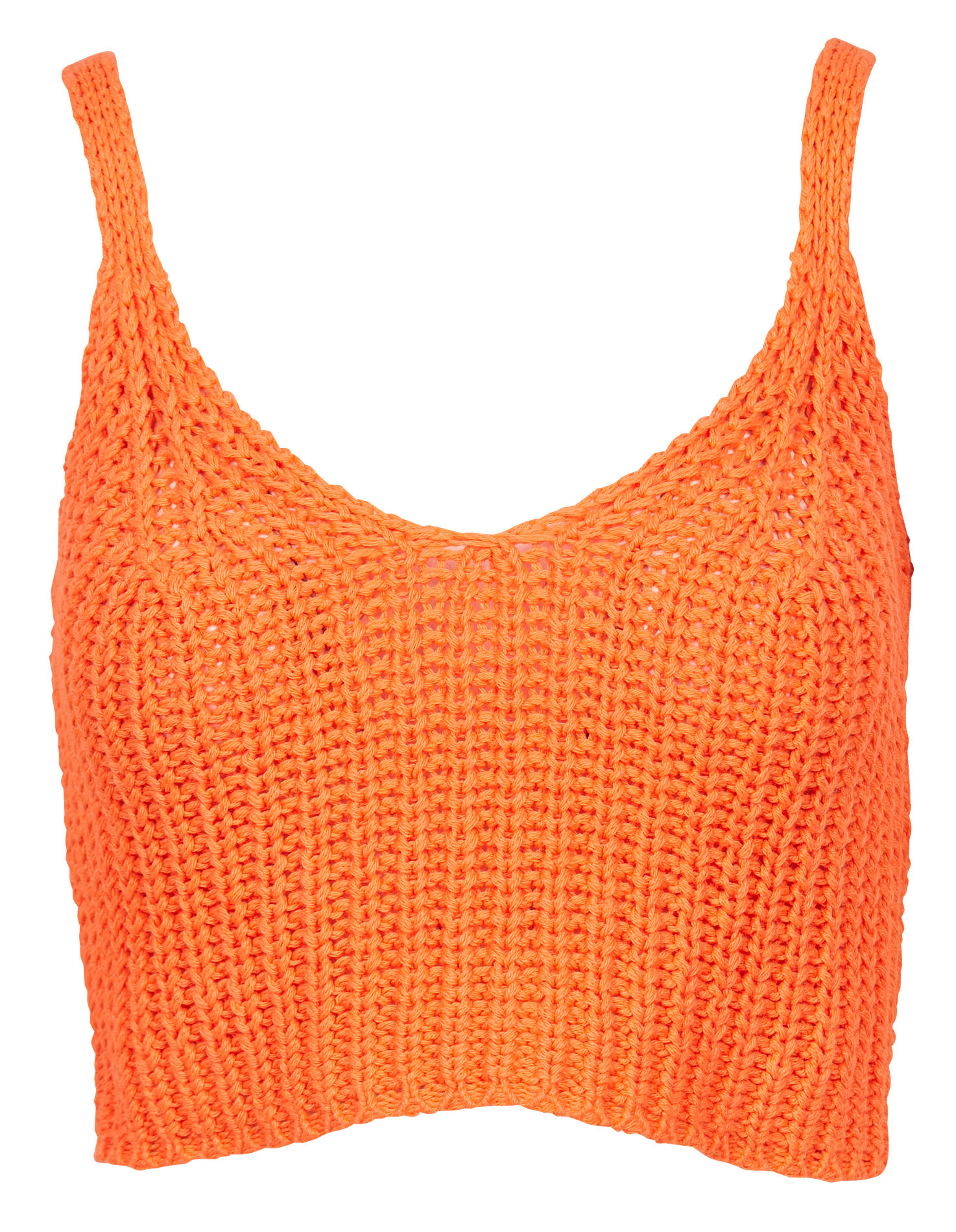 Top court tricot col V en coton mélangé  DR BLOOM Orange