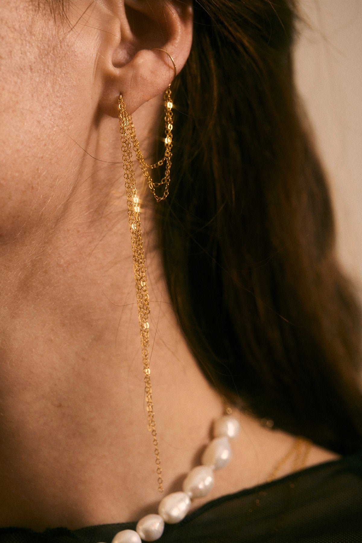 Triple chain ear jewel YAY Golden
