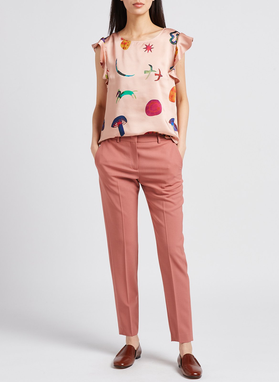 Pleated 7/8 wool pants PAUL SMITH Pink