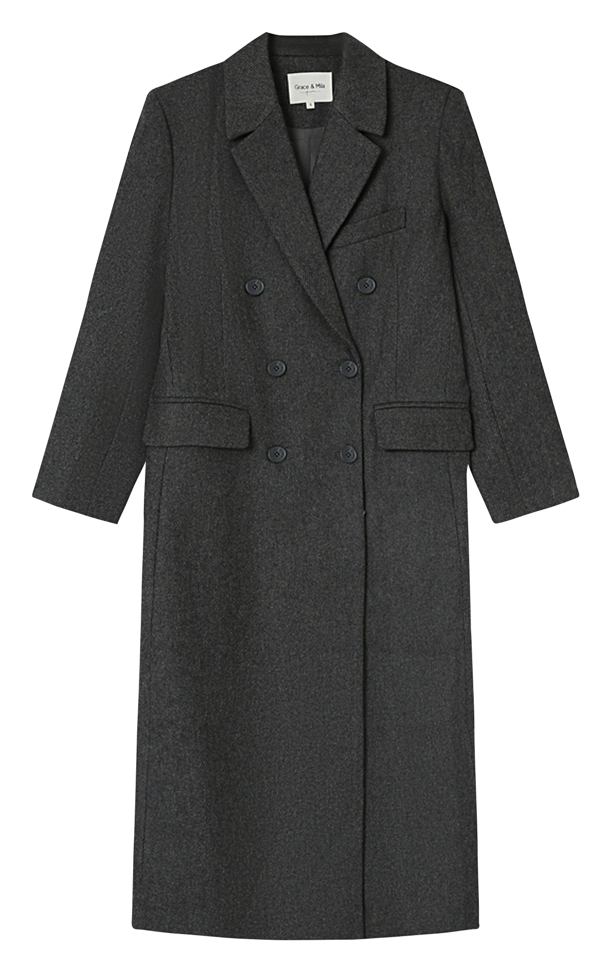 Oversized wool-blend coat with tailored collar GRACE ET MILA Grey