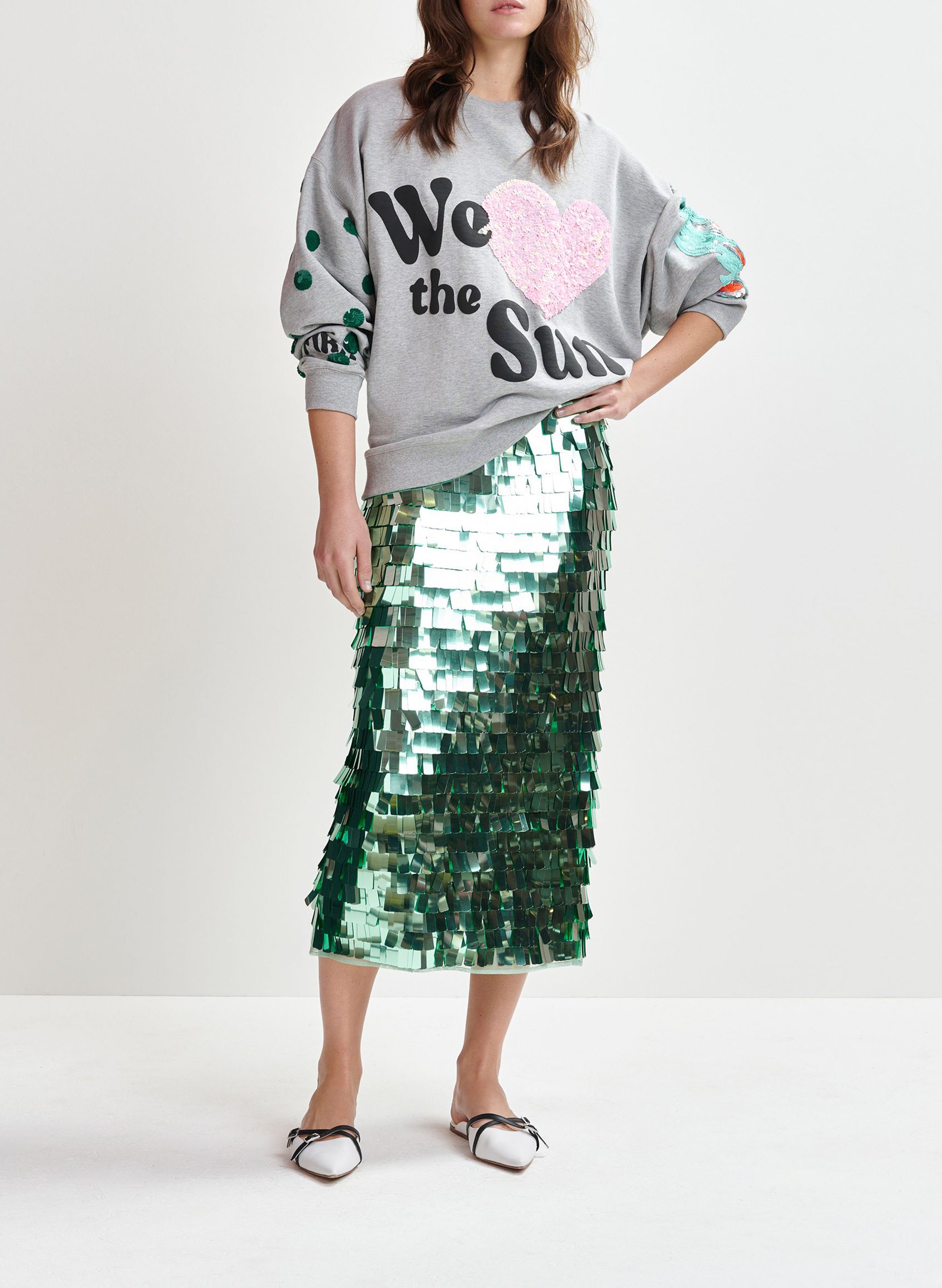 Sweat ample imprimé à broderies paillettes ESSENTIEL ANTWERP Noir