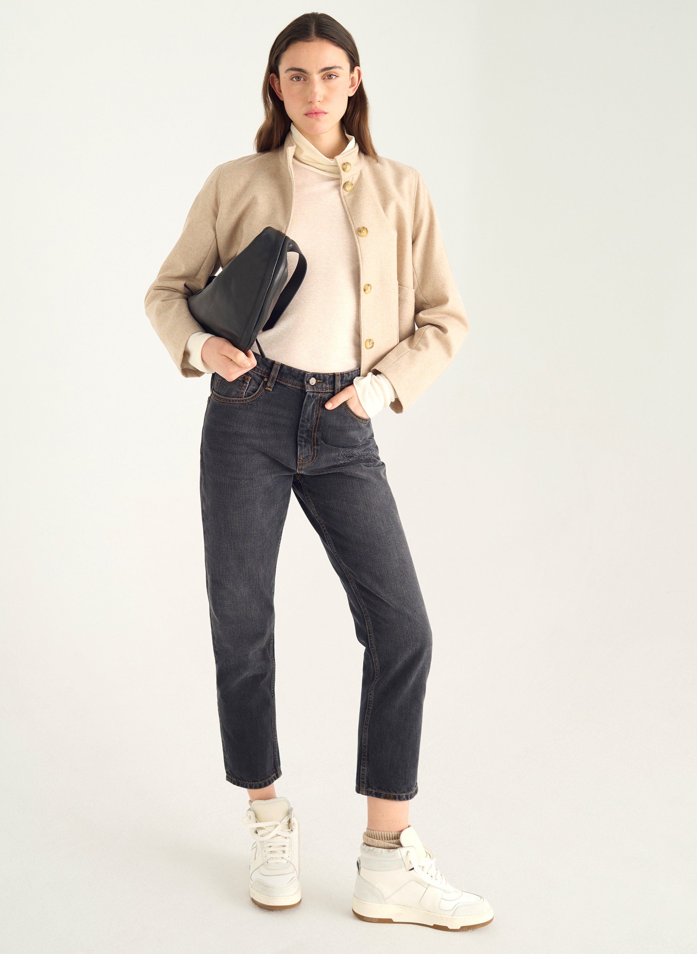 Jean droit en coton ACOTE Noir