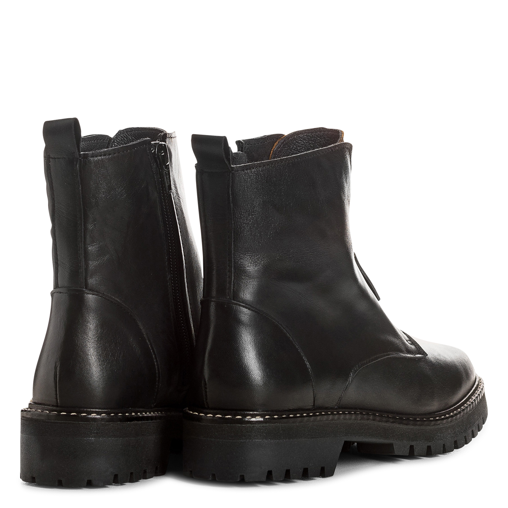 Laarzen met luipaarddetail en rits in leer REQINS Zwart