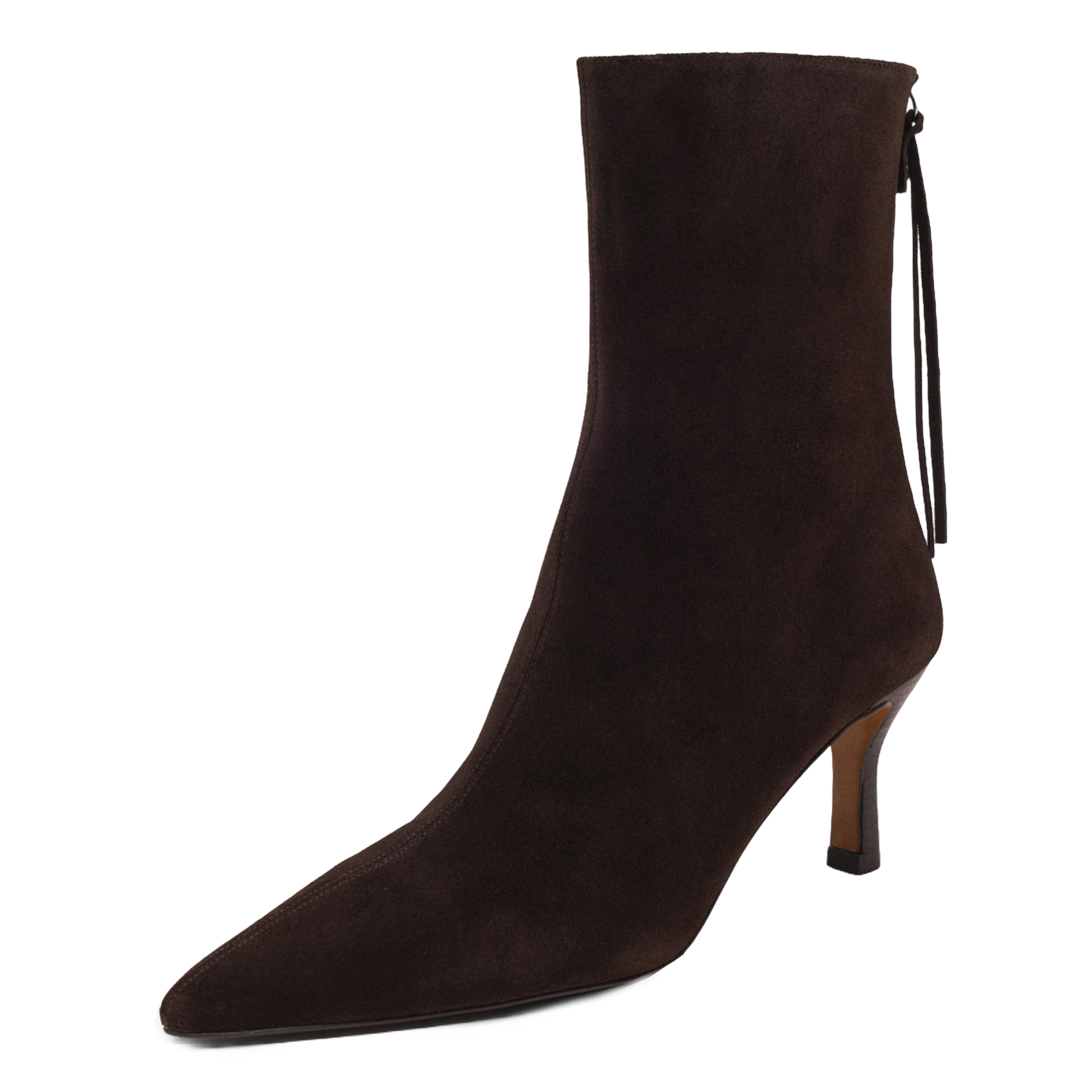 Bottines à talons en suède MAJE Marron