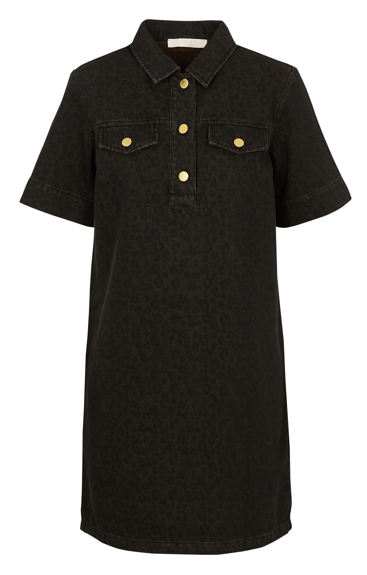 Robe évasée col classique motif léopard en coton I CODE Marron