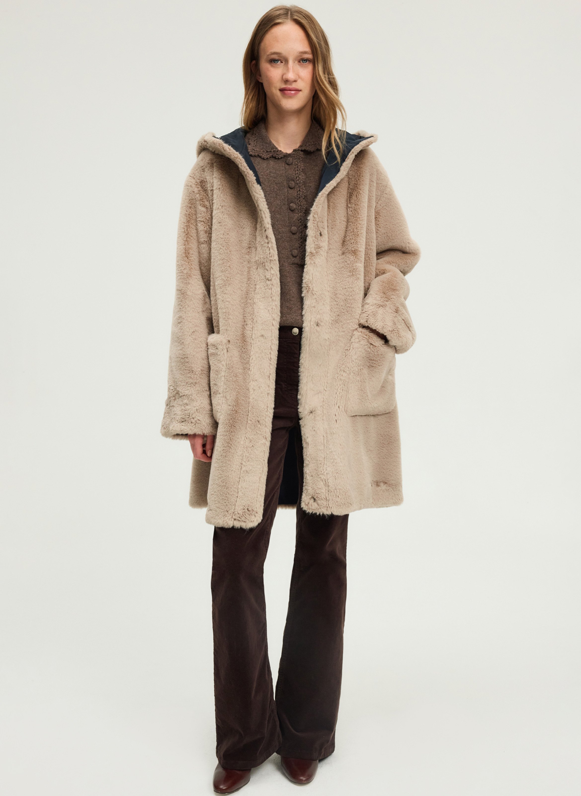 Jas met capuchon van imitatiebont PABLO Blauw