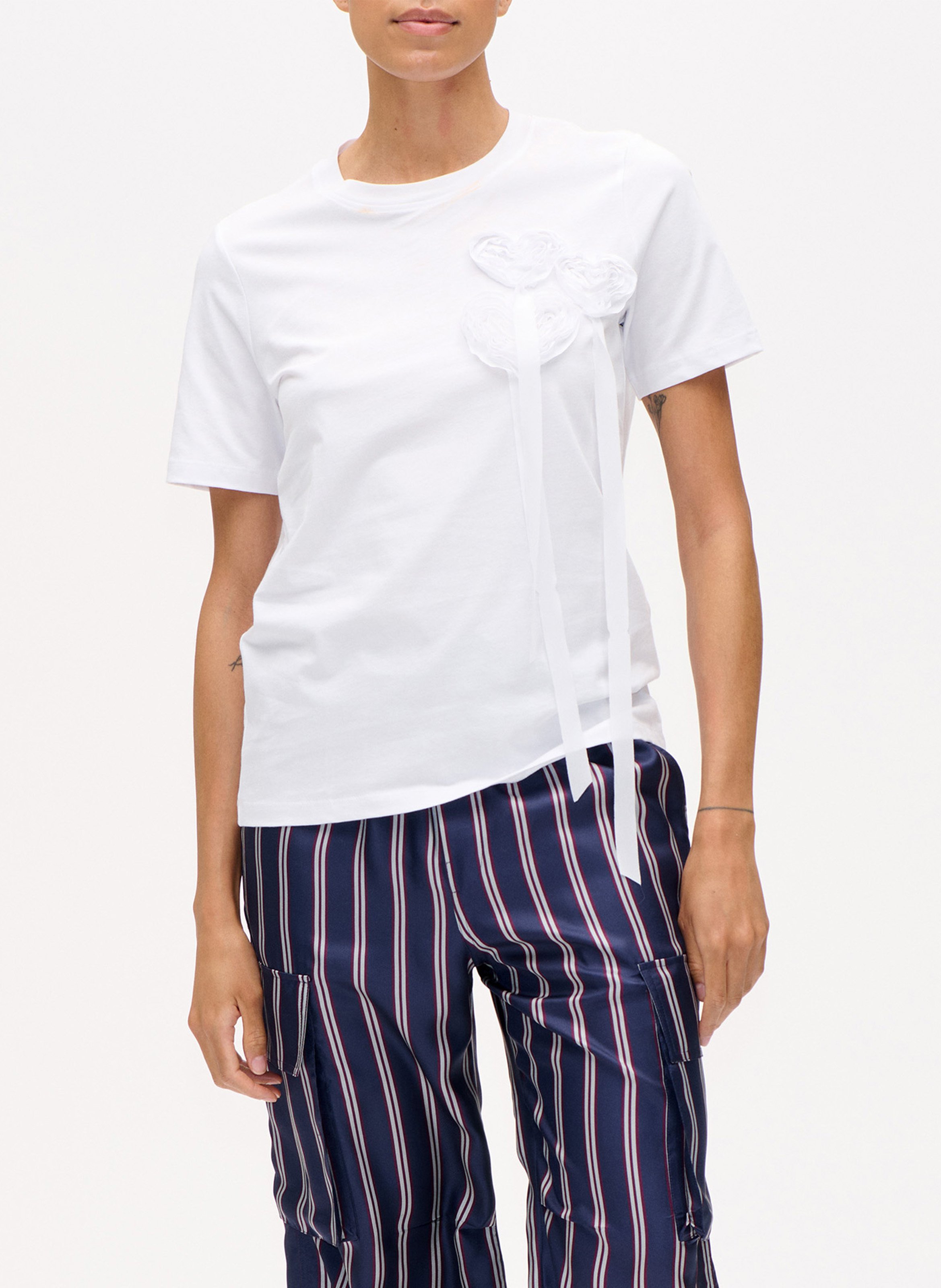 Organic cotton round neck straight top BAUM UND PFERDGARTEN White