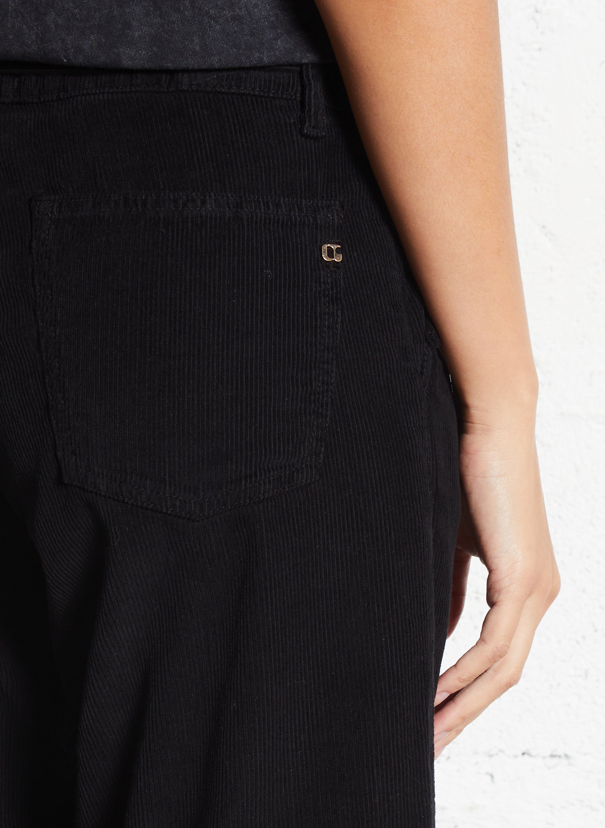 Pantalon large en velours côtelé LE TEMPS DES CERISES Noir