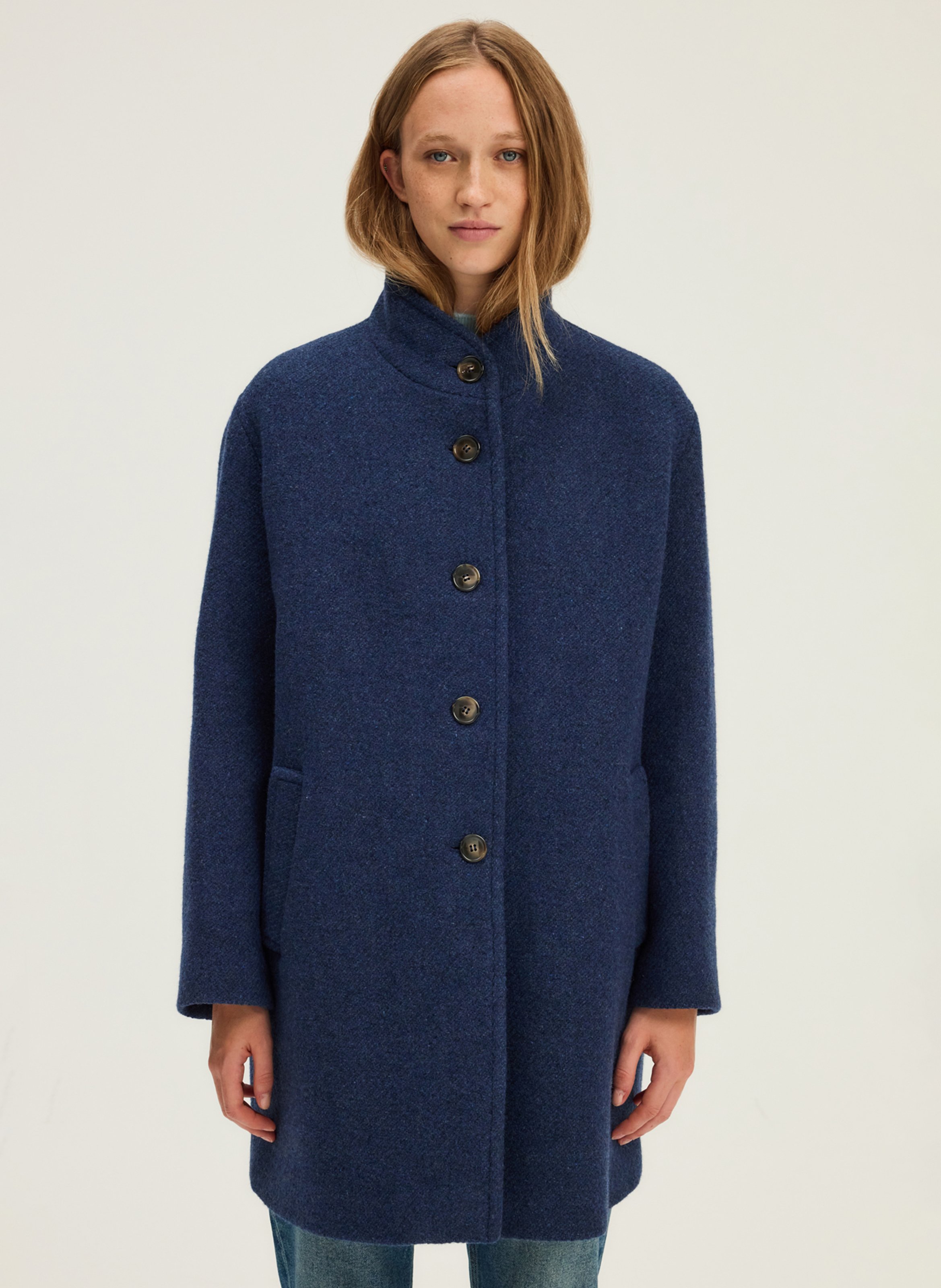 Straight buttoned coat PABLO Blue
