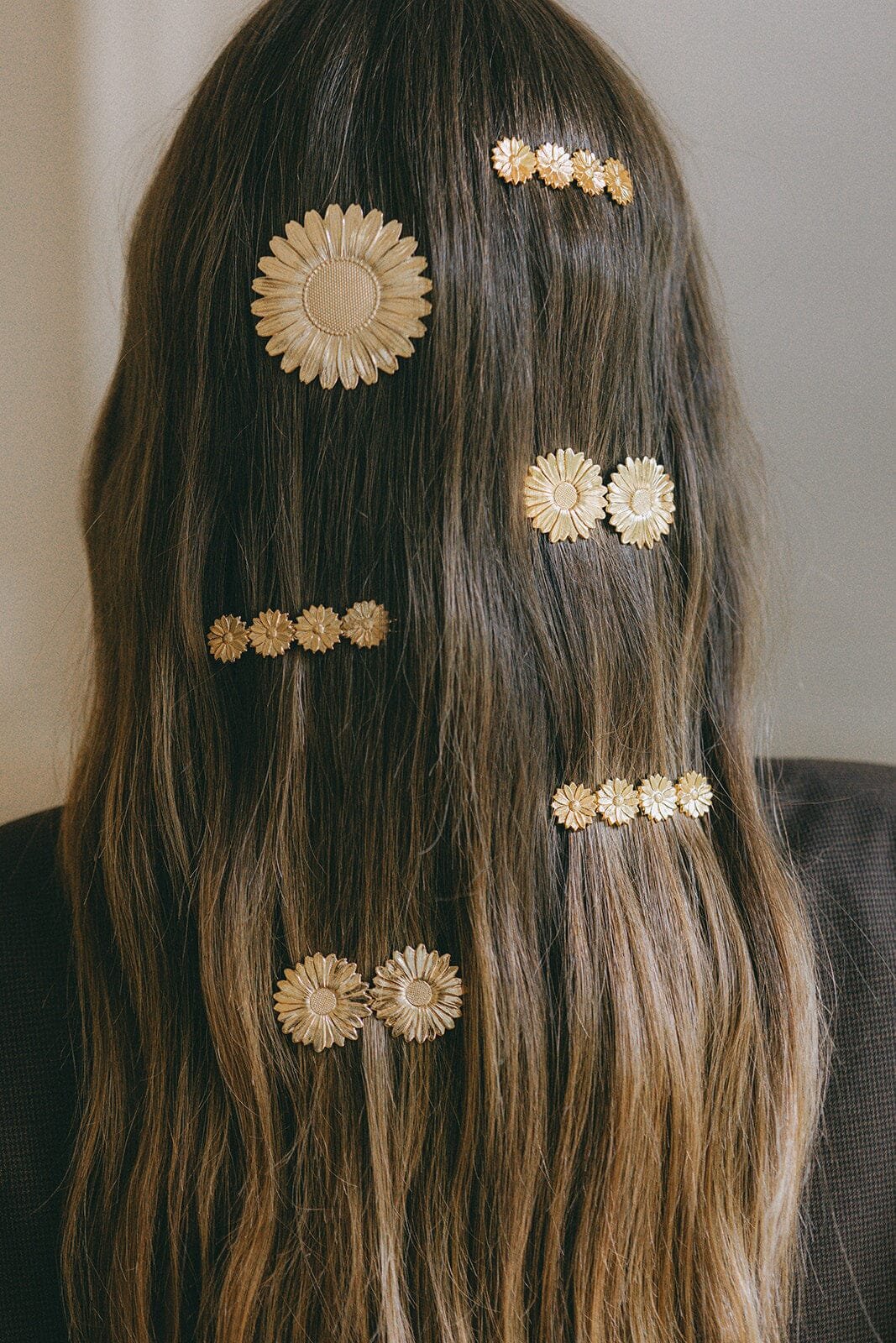 HESPÉRIS - Fine gold-plated flower maxi hair slide MONSIEUR SIMONE Silver