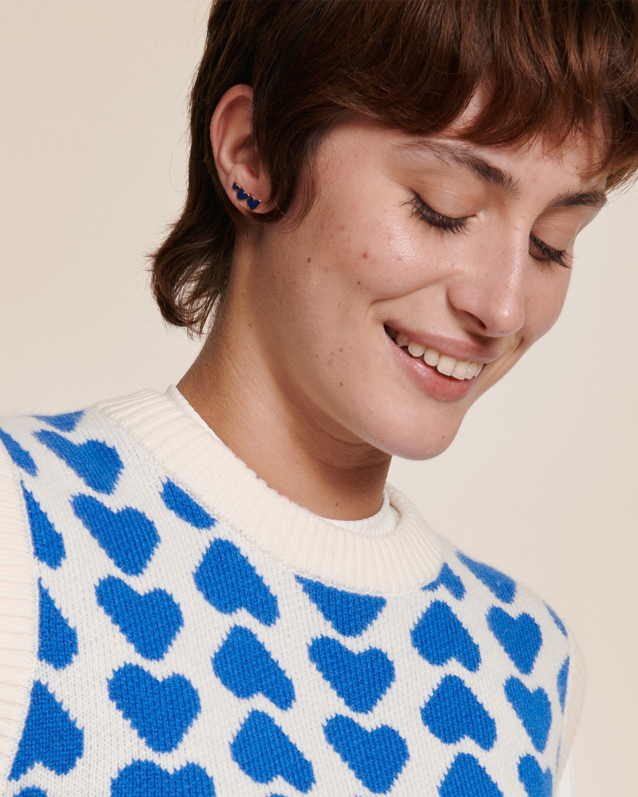 The 3 hearts earrings EMOI EMOI Blue