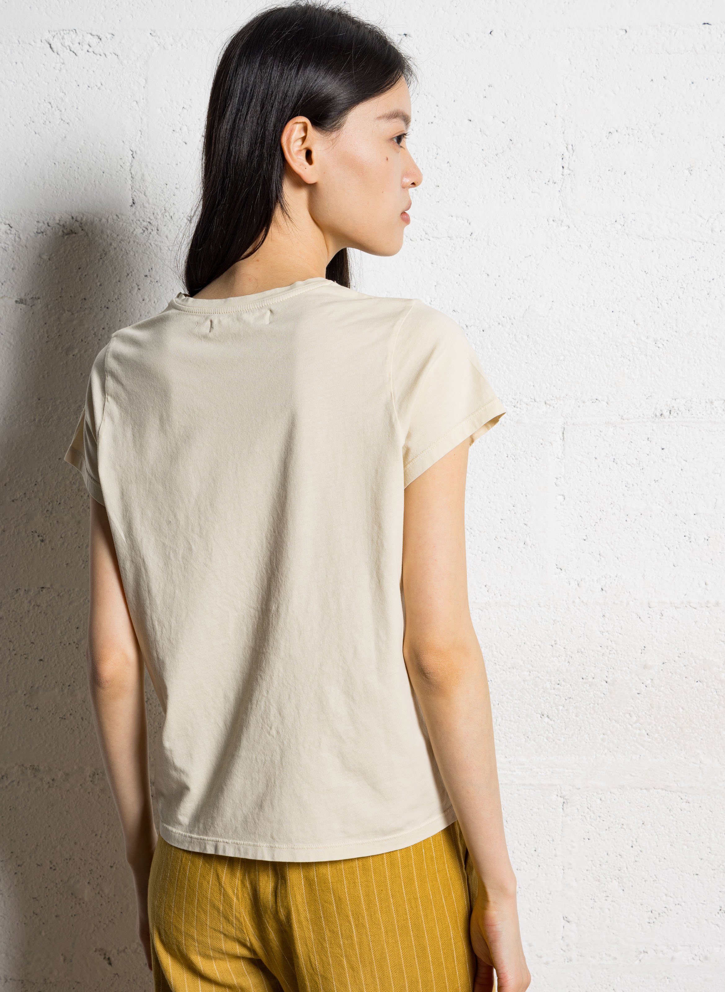 Round-neck printed cotton T-shirt NICE THINGS Beige