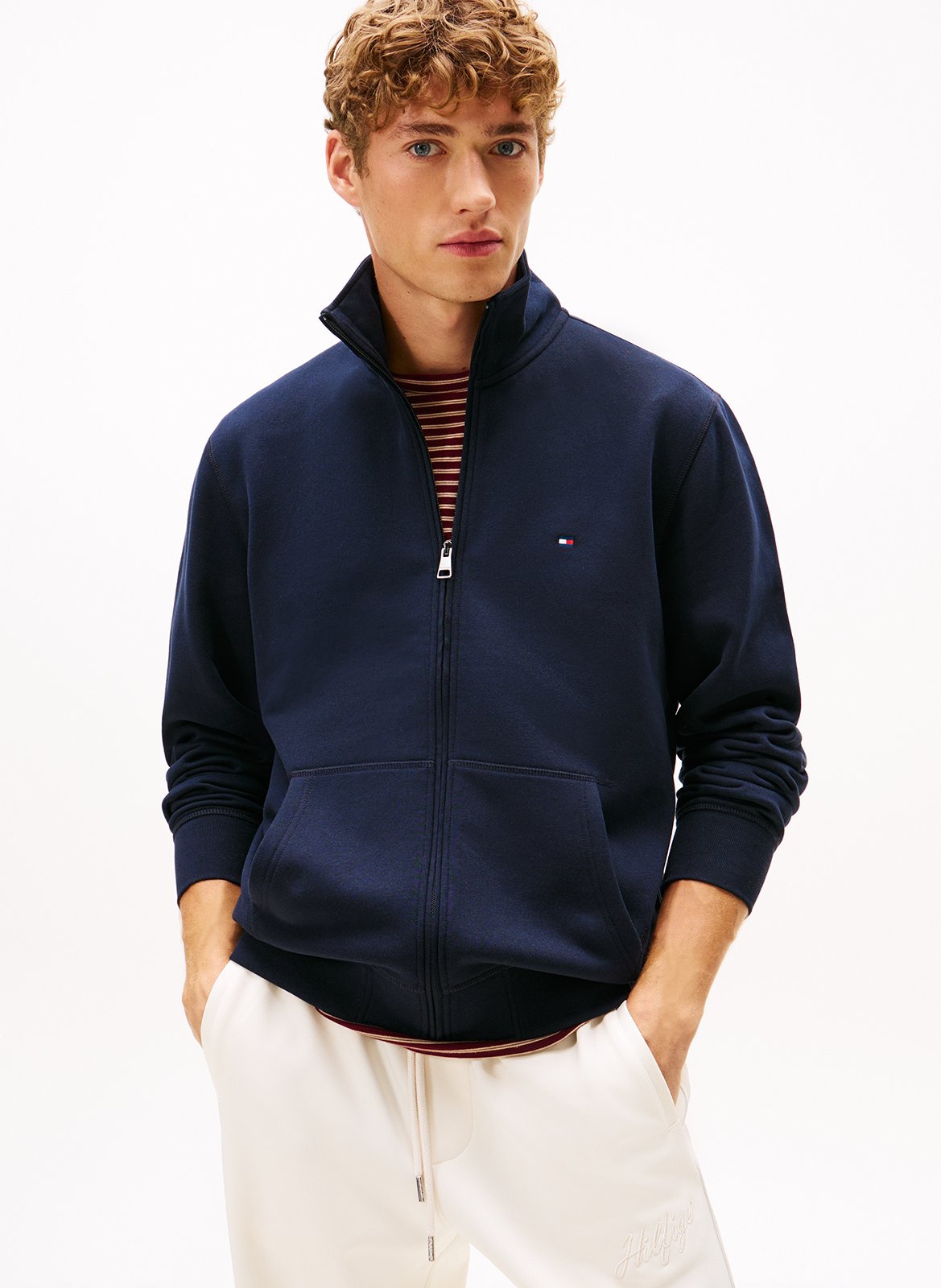 Sweat droit col montant en coton mélangé TOMMY HILFIGER