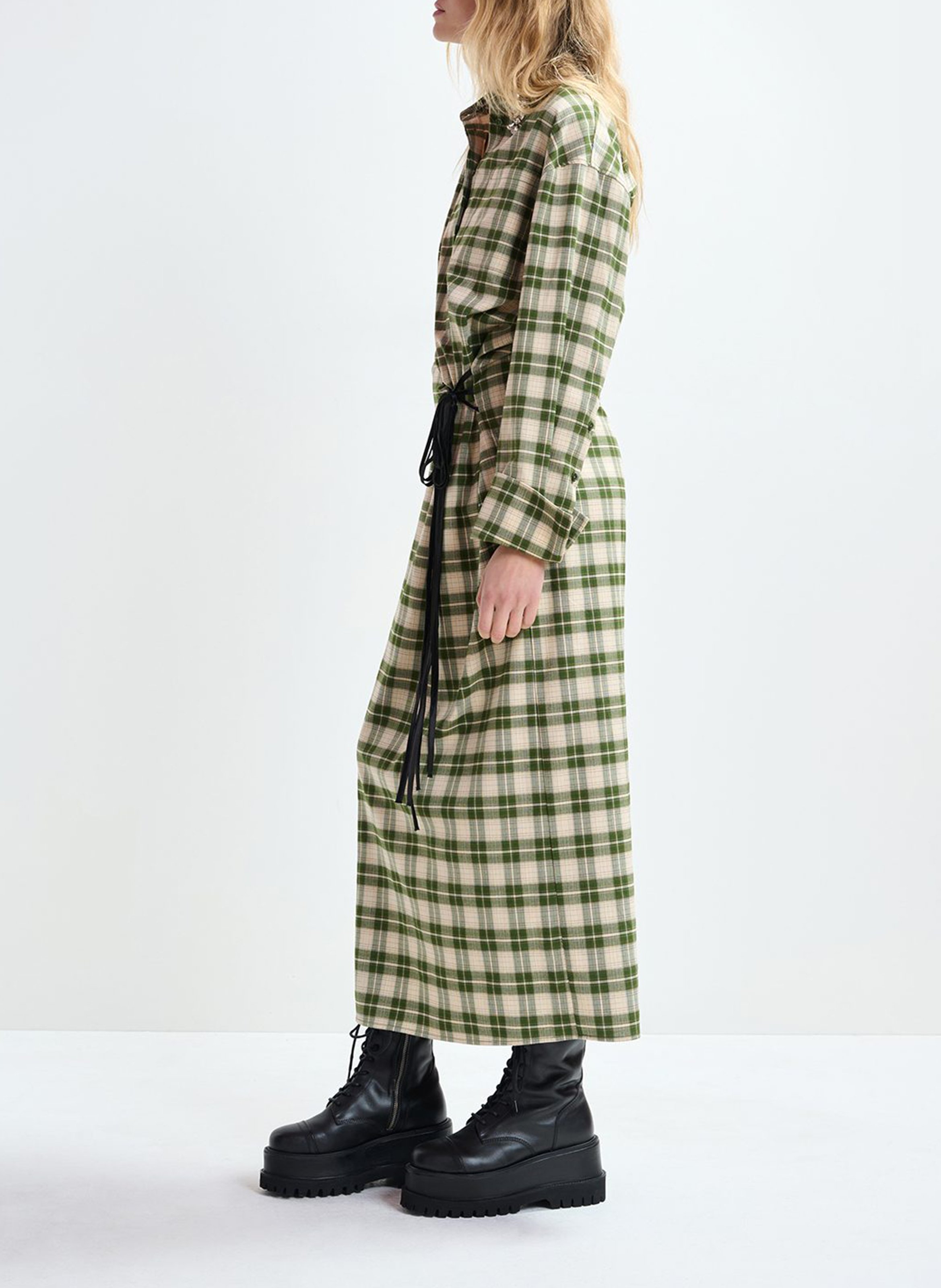 Robe longue col classique imprimée ESSENTIEL ANTWERP Vert