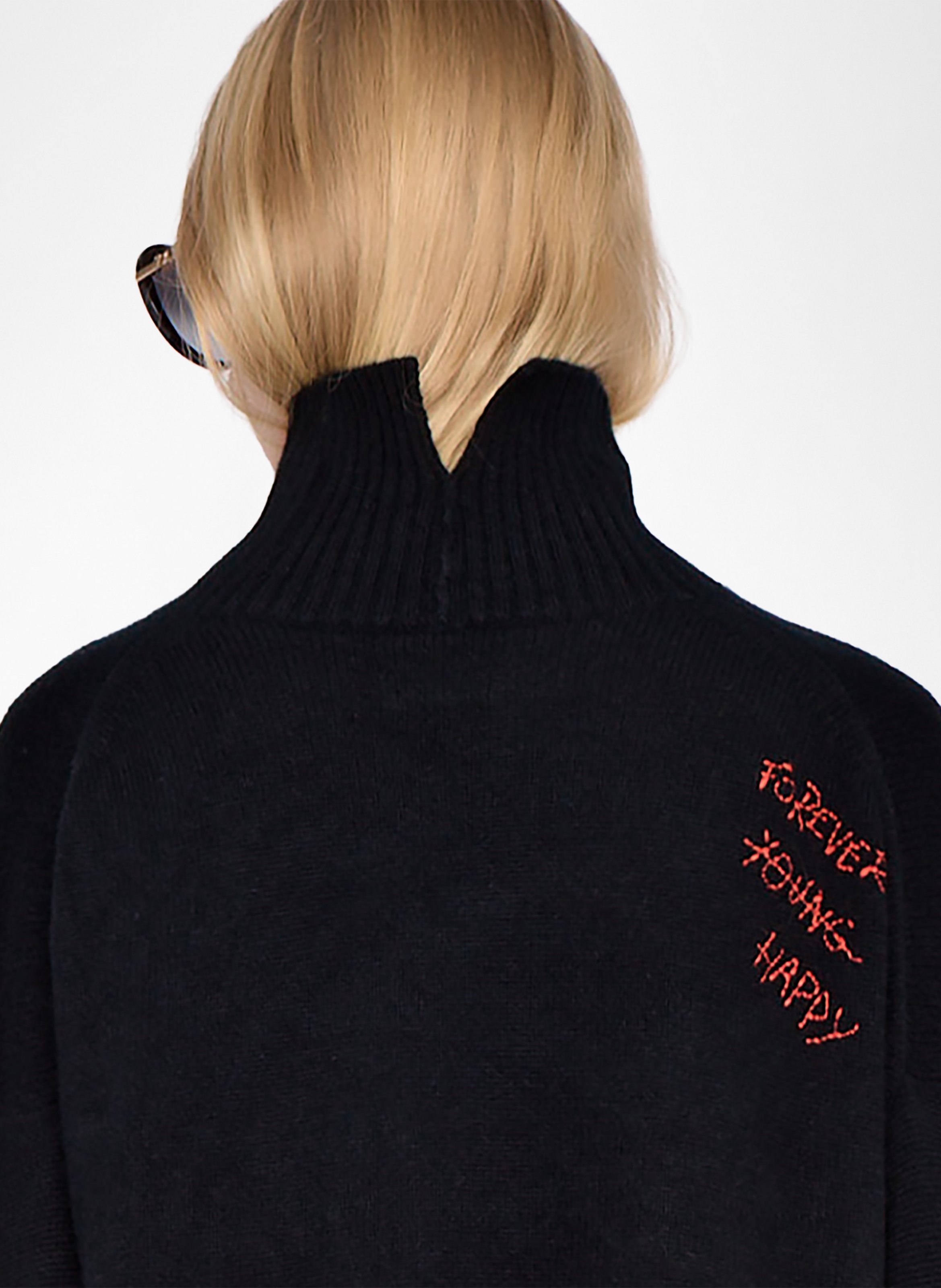 Rechte trui van kasjmier met opstaande kraag ZADIG&VOLTAIRE Zwart