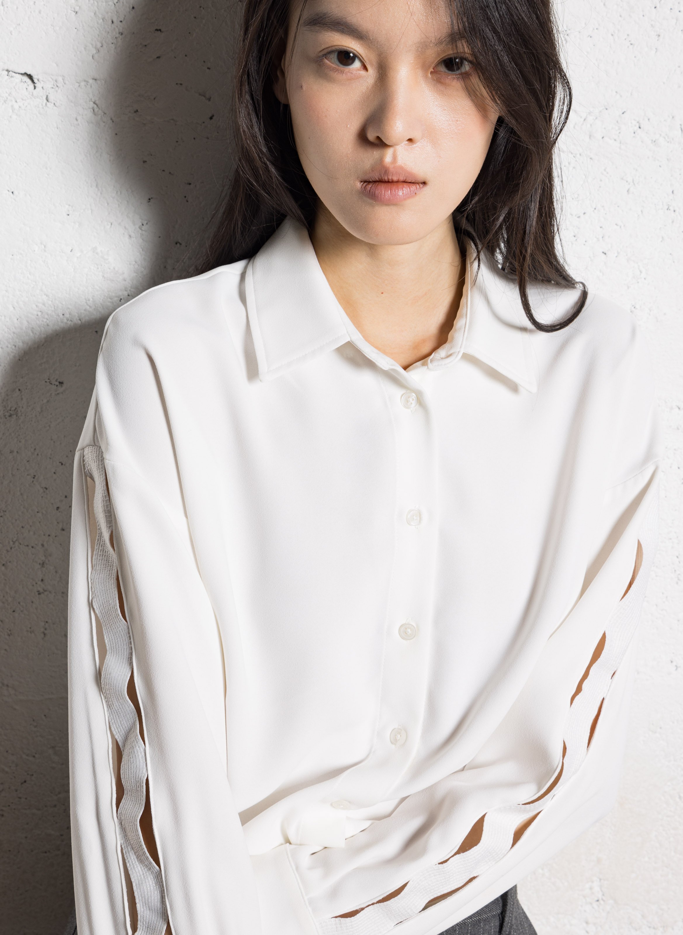 Oversized shirt with classic collar IKKS White