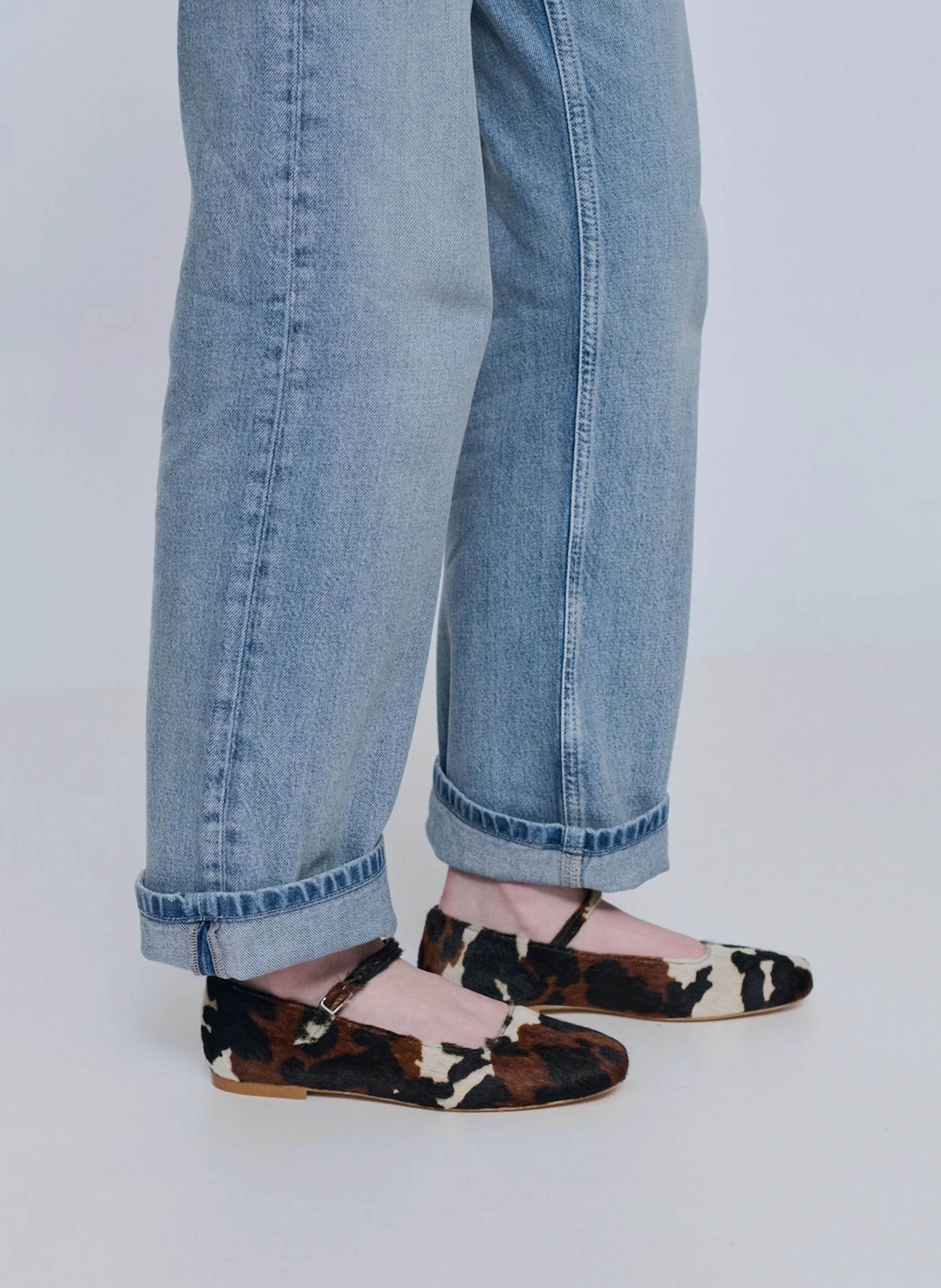 Ballerina's van bedrukt leer AUGUSTA Bruin