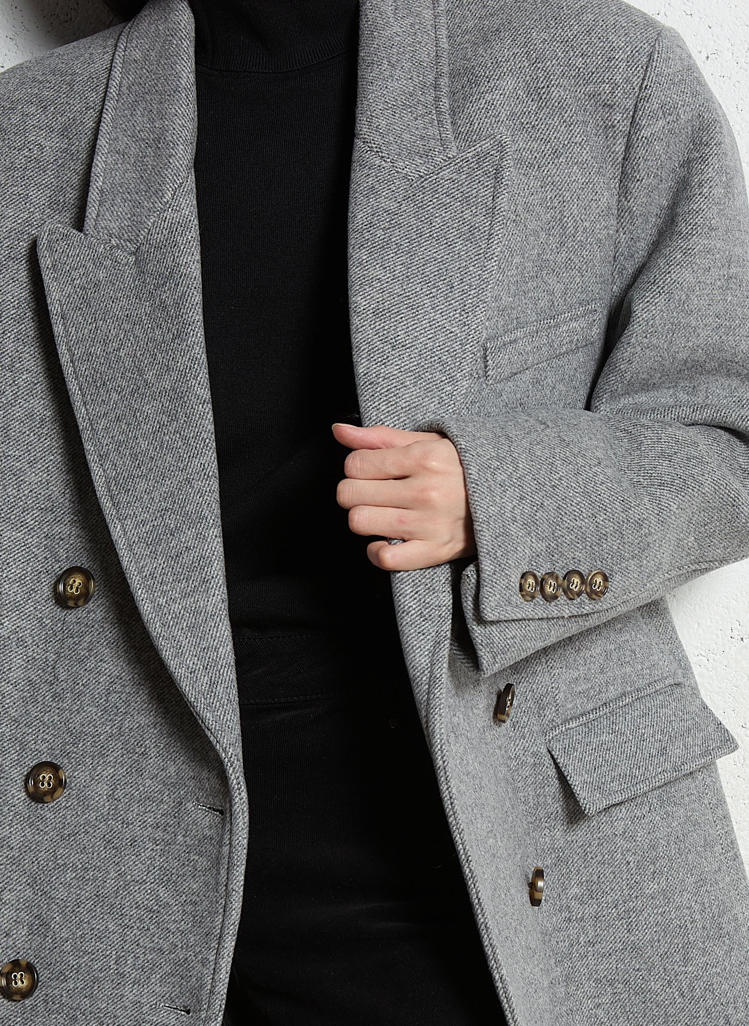 Langer Mantel aus Wollmischung mit Reverskragen BERENICE Grau