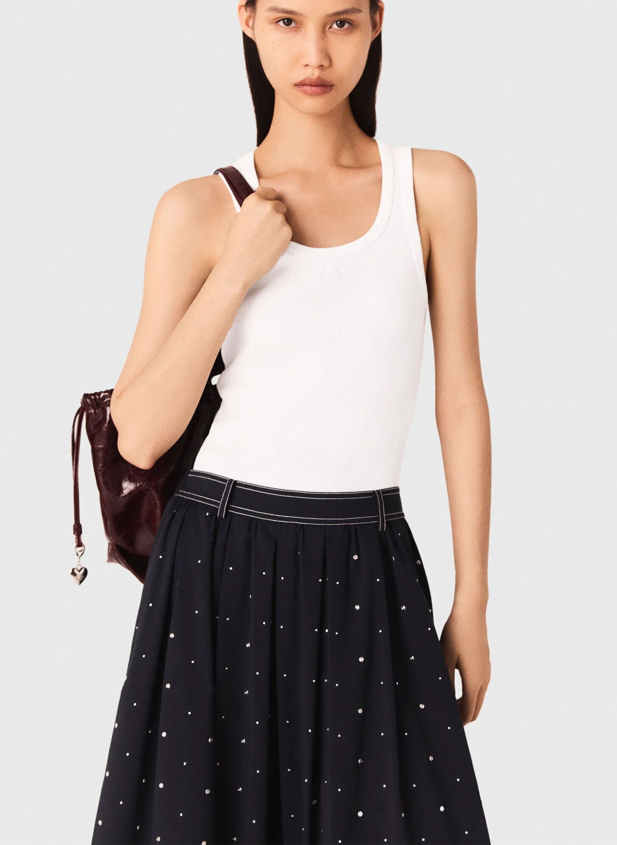 Cotton-blend tank top with round neck MAJE