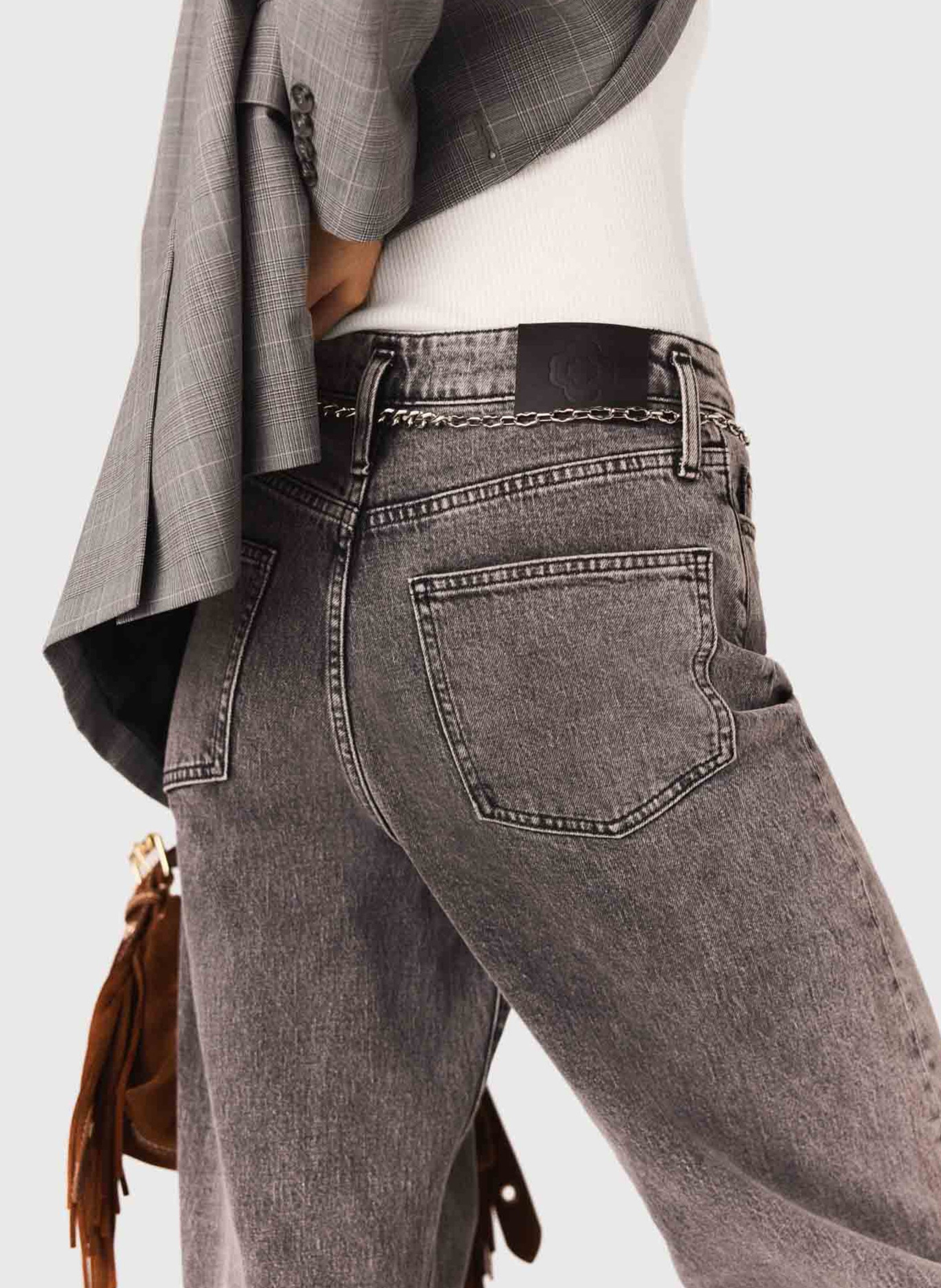 Rechte jeans met verwassen look - katoenblend MAJE Grijs