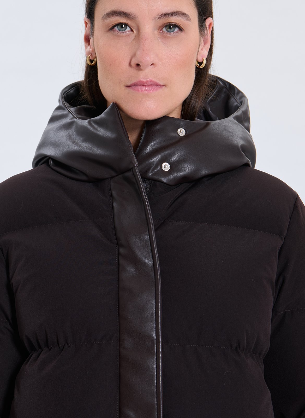 Doudoune droite col montant matelassée ZAPA Marron