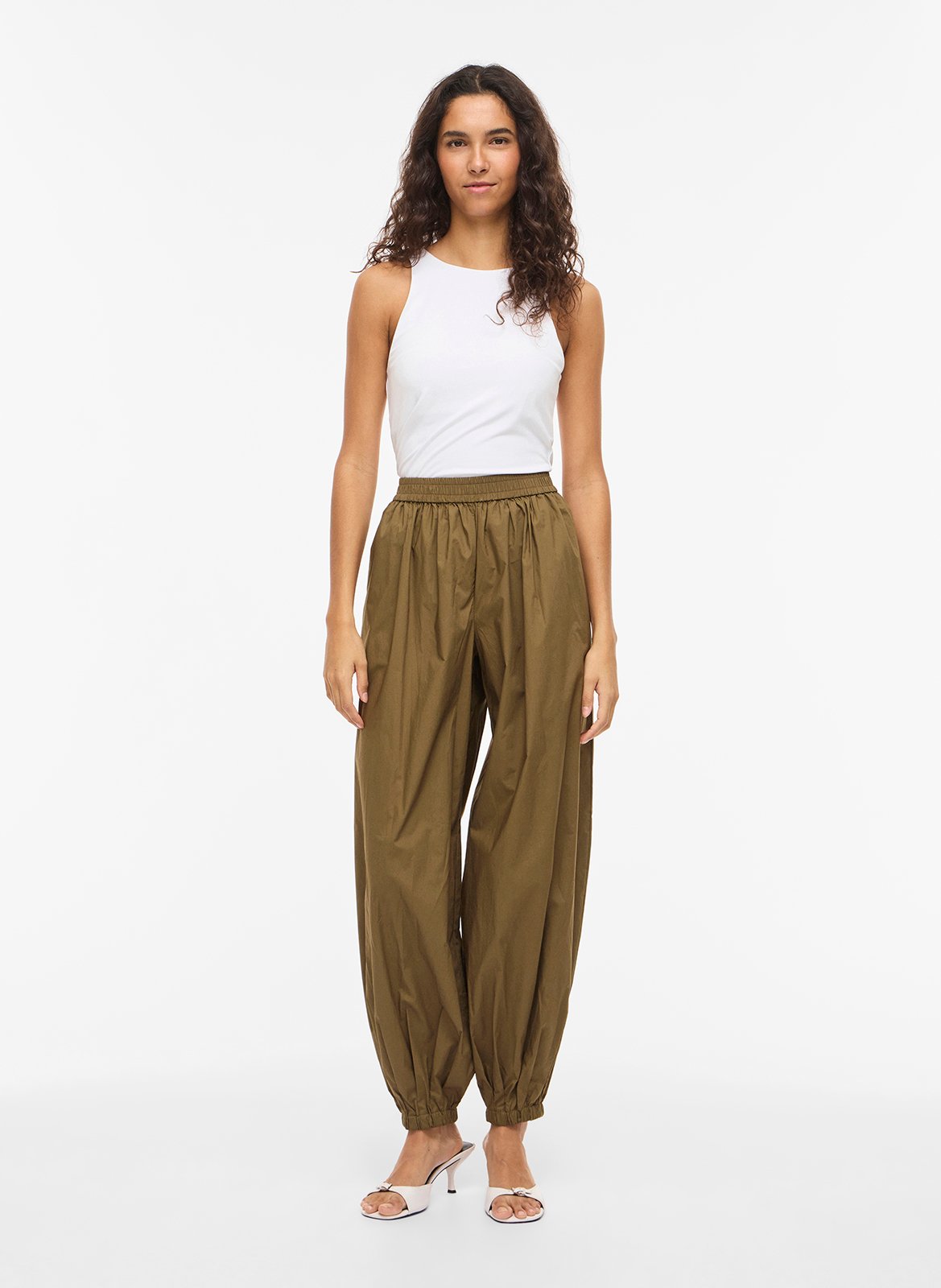 Cotton balloon pants VILA Green