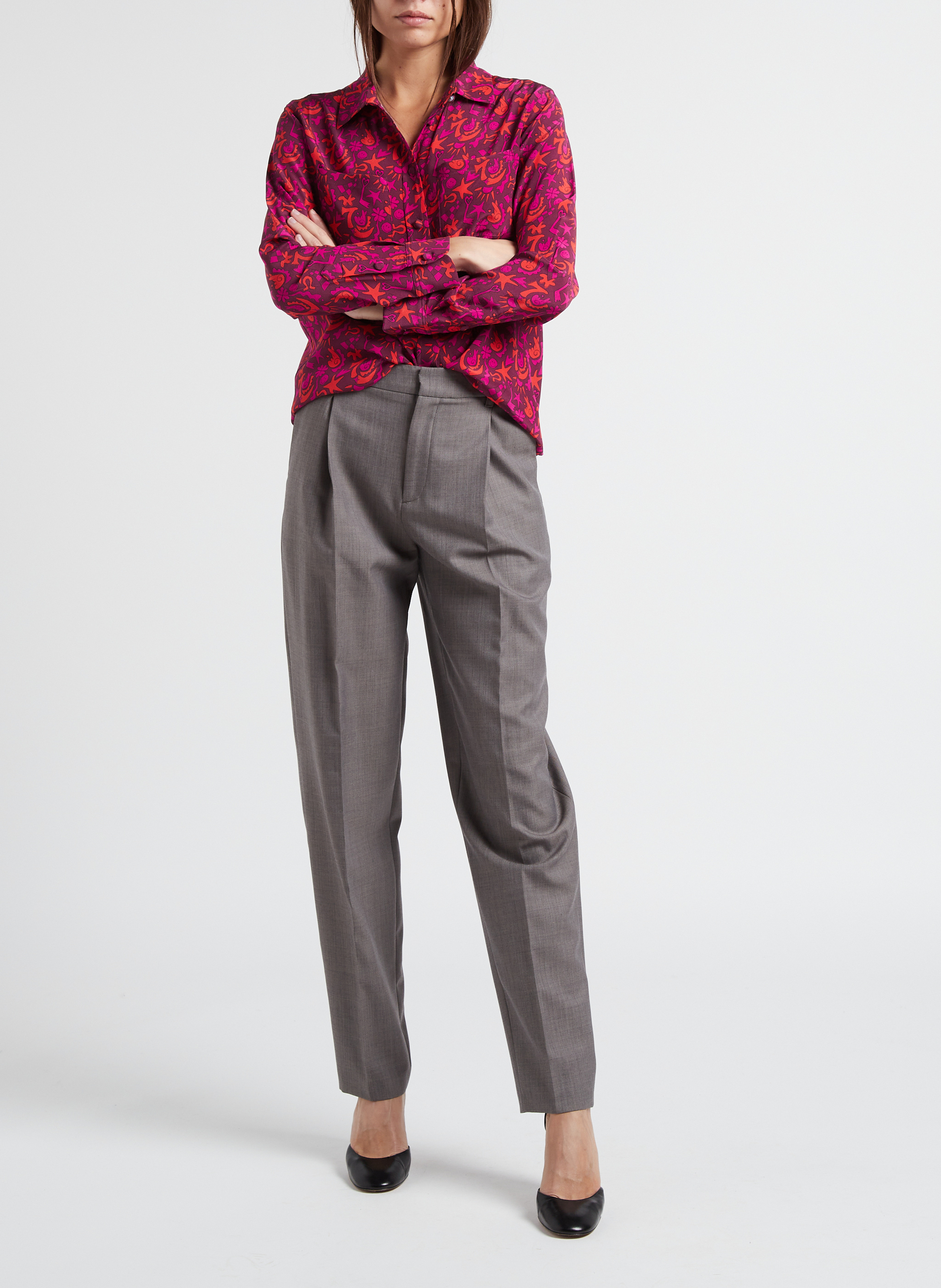 Blouse met klassieke kraag en print SOI PARIS Roze