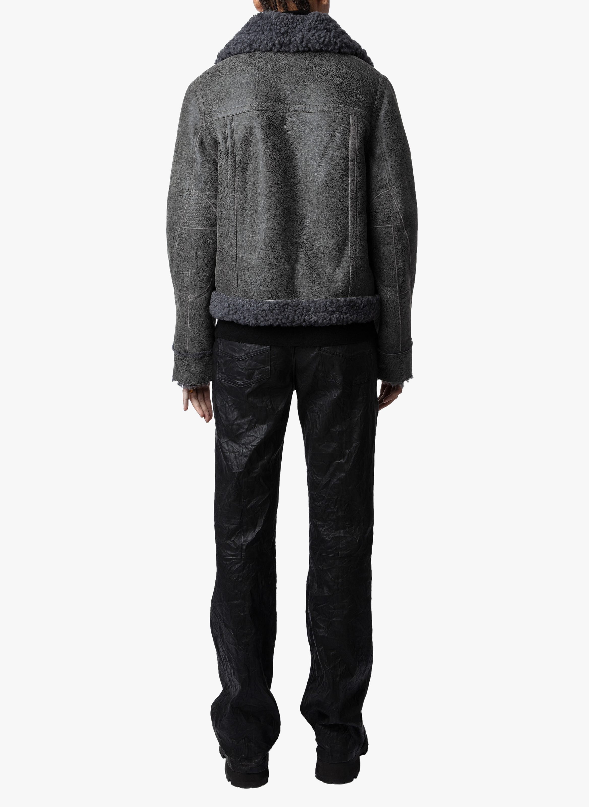 Fliegerblouson aus Vintage-Leder ZADIG&VOLTAIRE Grau