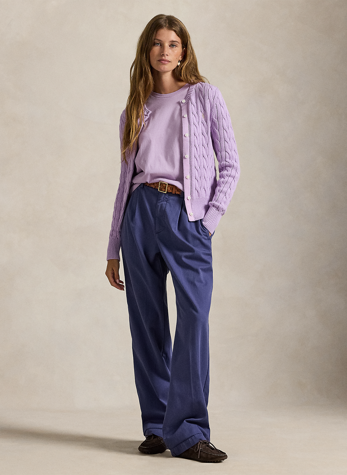 Tee-shirt manches courtes uni à logo POLO RALPH LAUREN Violet