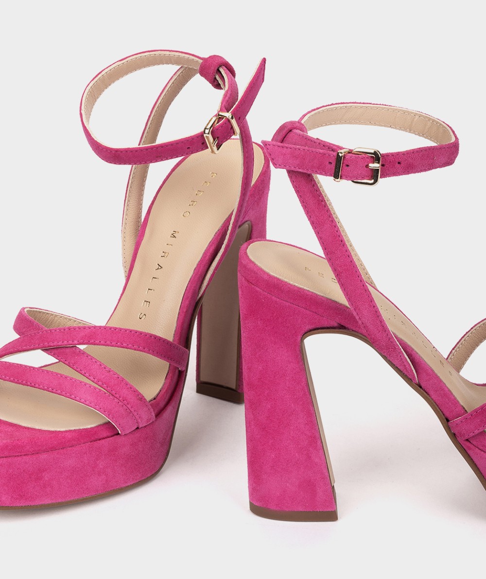 Heeled sandals crafted in fuchsia suede PEDRO MIRALLES Pink