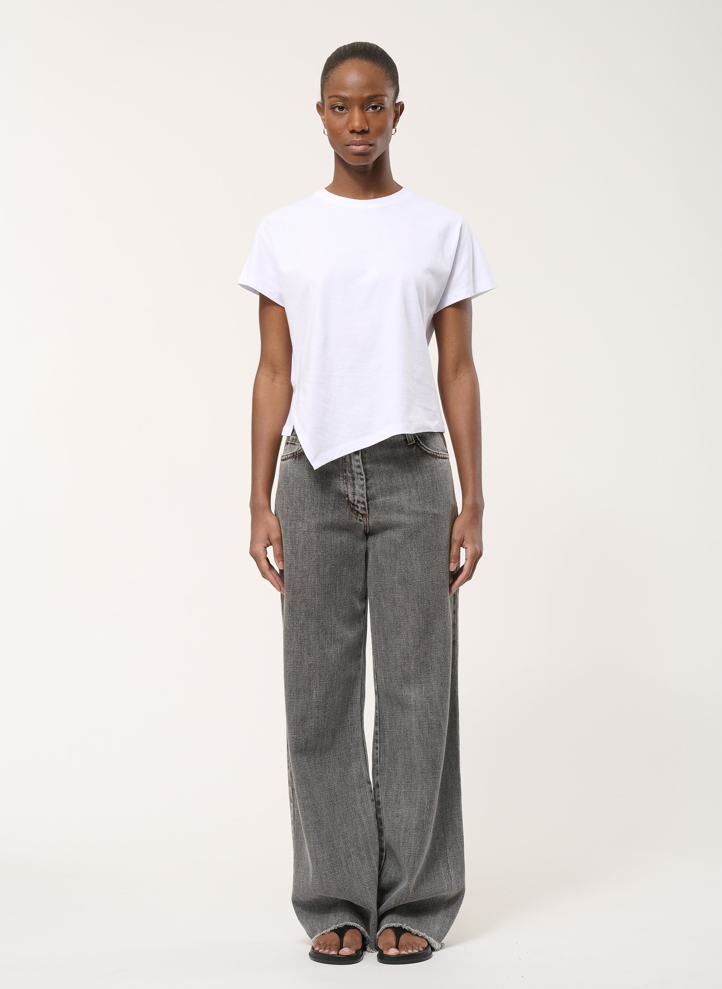 Tee-shirt droit col ron en coton bio HUMILITY Blanc