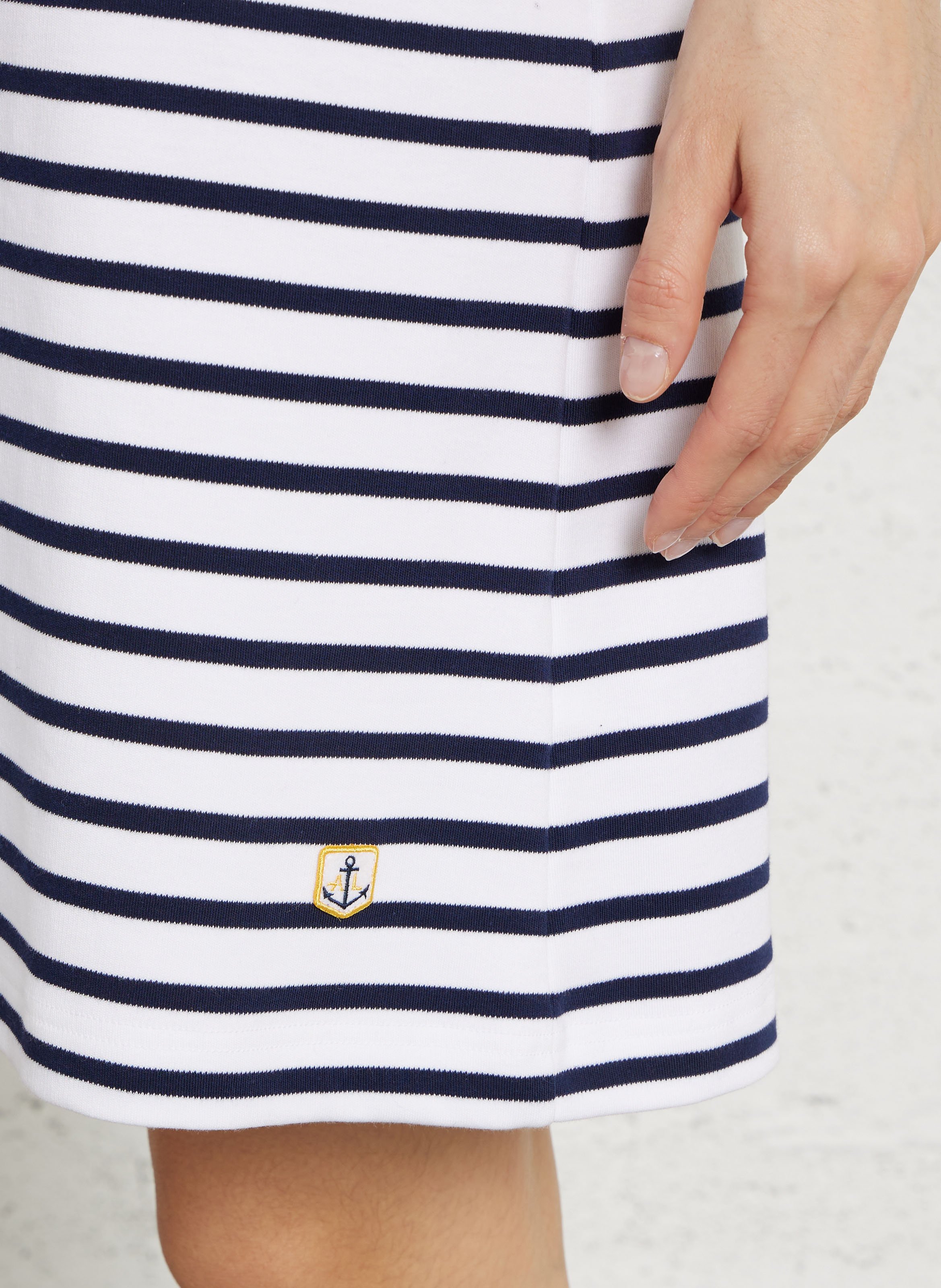 Robe courte col rond en coton rayé ARMOR LUX Blanc