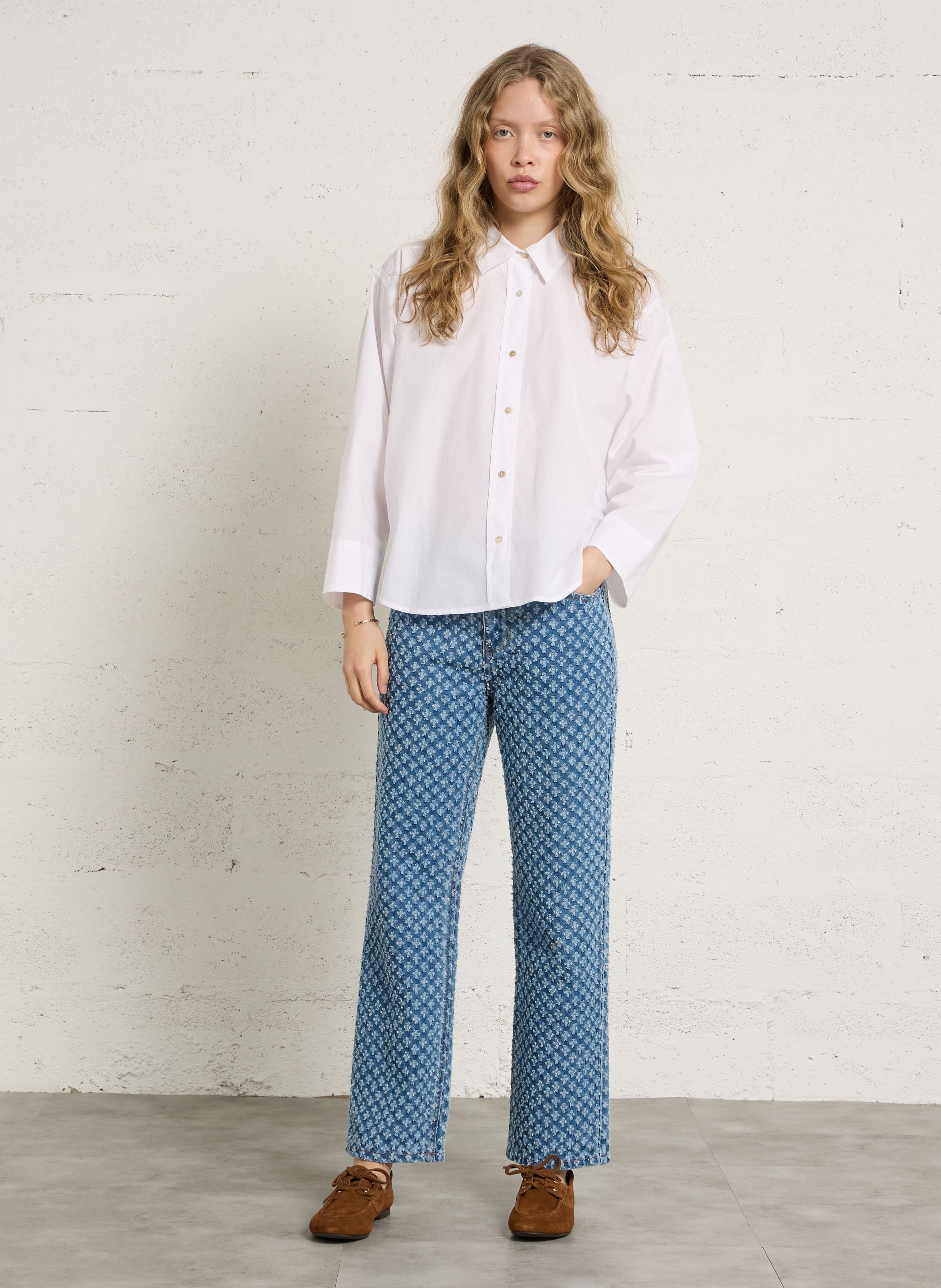 Hemd mit Hemdkragen aus Baumwolle LEON & HARPER Weiss