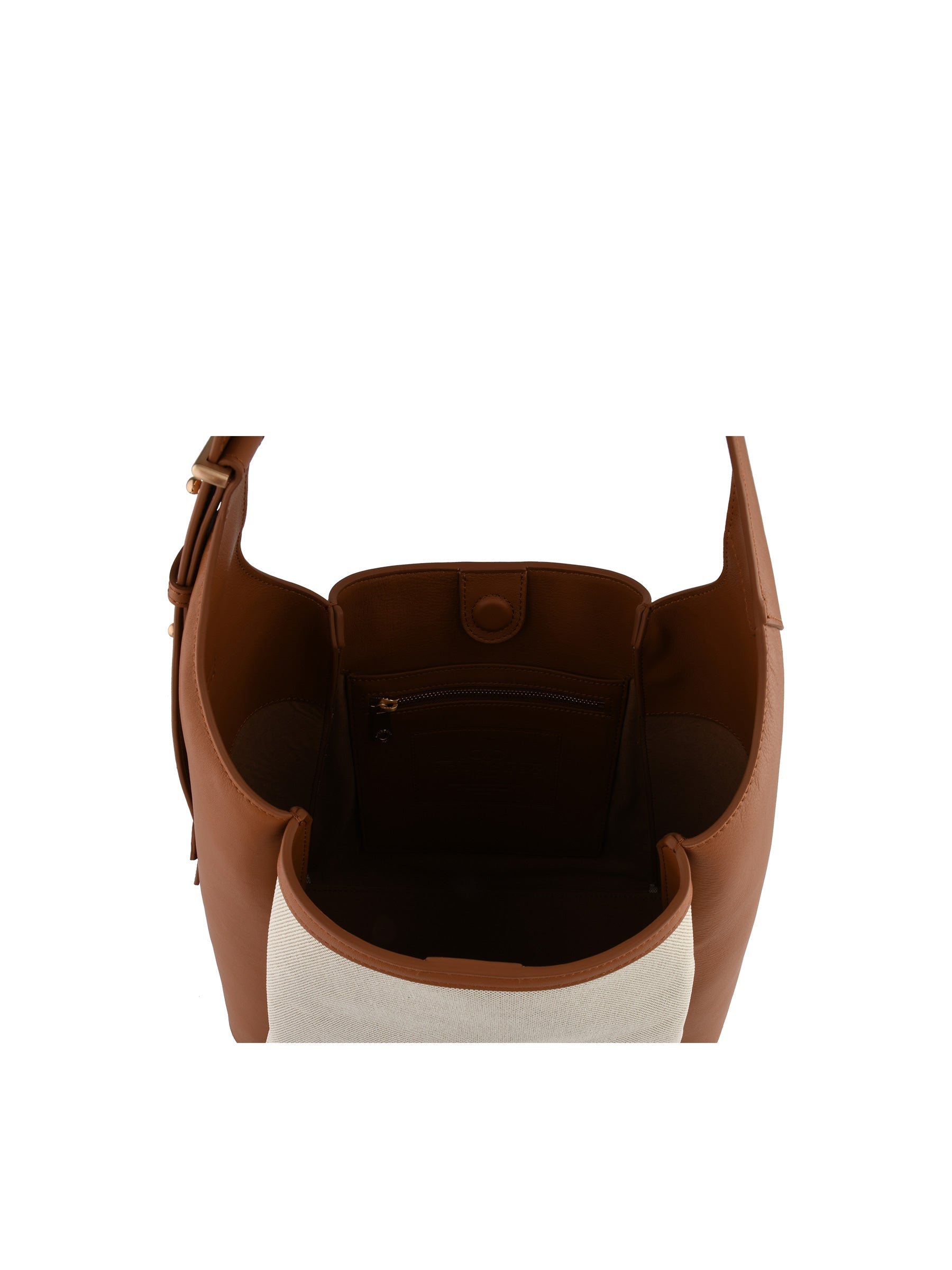 Shoulder bag in canvas trimmed with leather POURCHET Brown