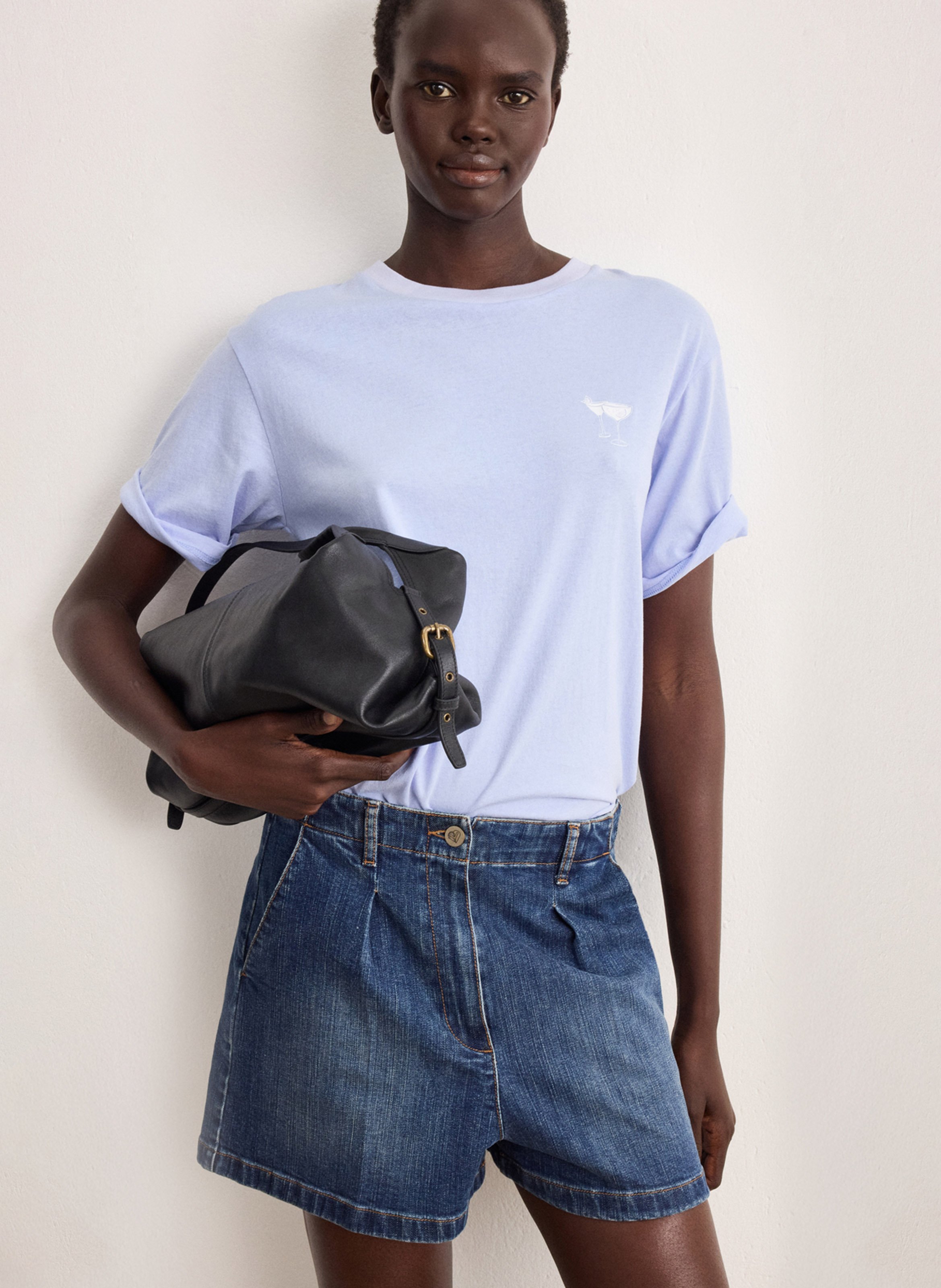 Einfarbiges Langarm-Top mit Rundhalsausschnitt PABLO Blau